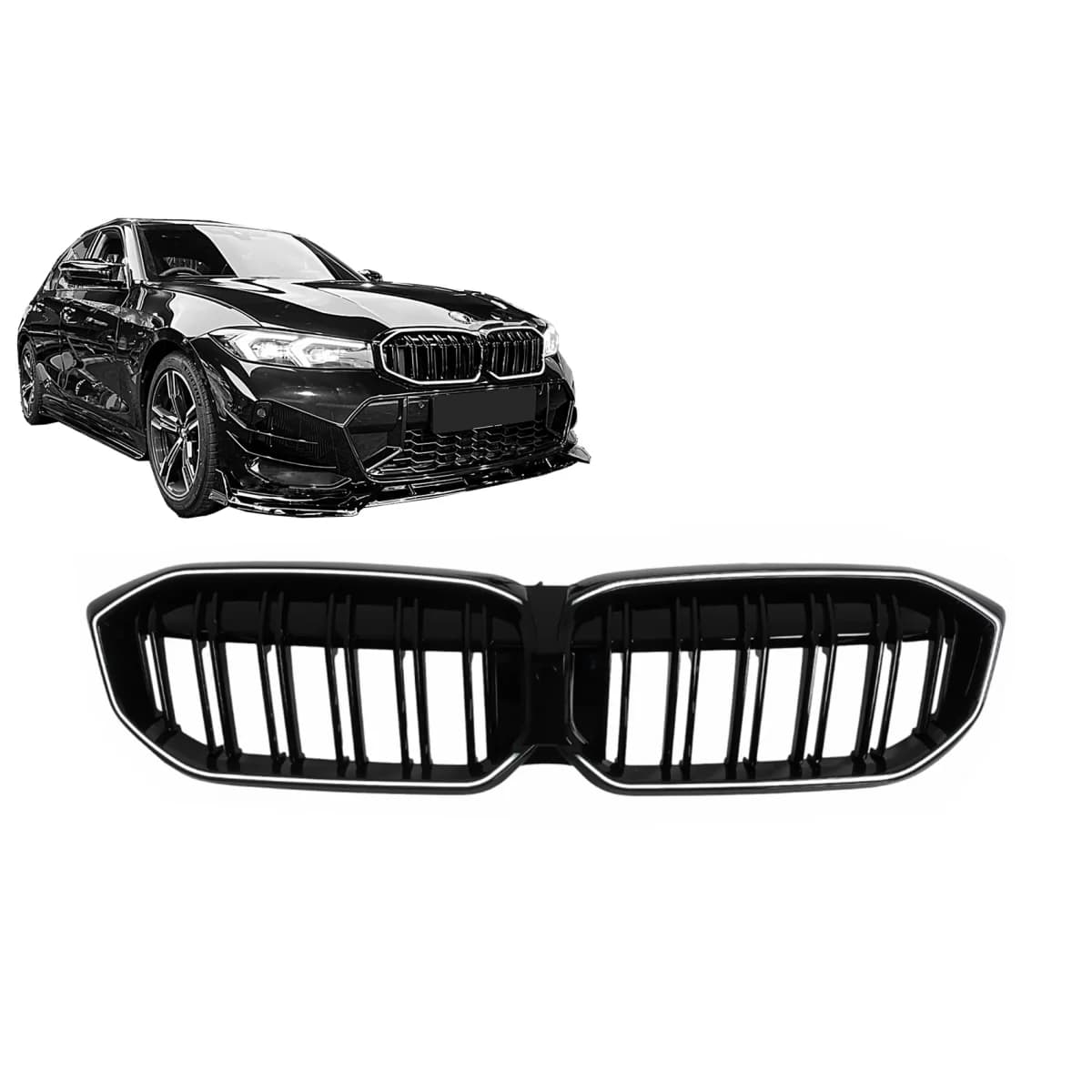 Central Kidney Grilles with LED suitable for BMW 3 Series G20 Sedan G21 Touring LCI (2023-2025) Piano Black