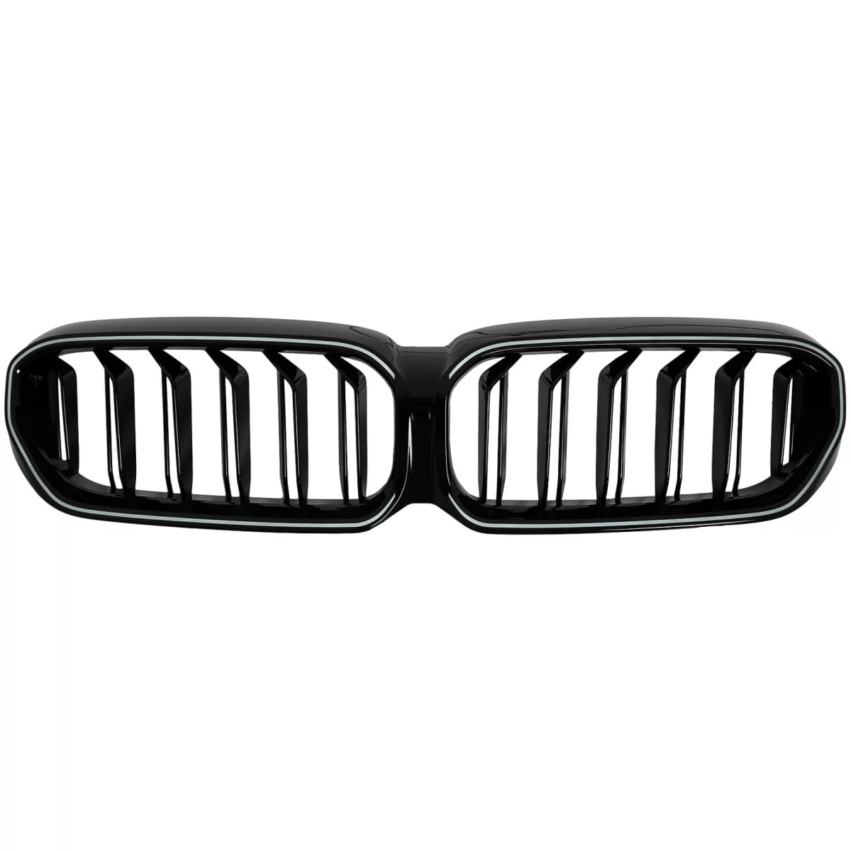 Central Kidney Grilles with LED suitable for BMW 5 Series G30 G31 LCI (07.2020-2023) Double Stripe Design Piano Black