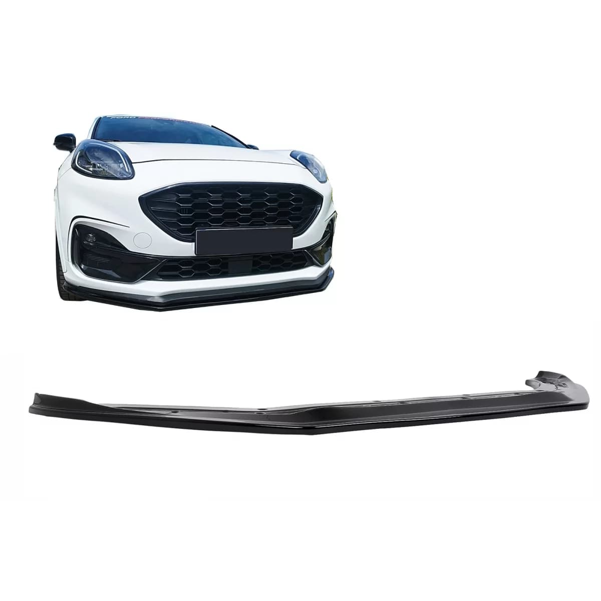 Front Bumper Lip Extension Spoiler suitable for Ford Puma (2019-Up) only for ST Piano Black