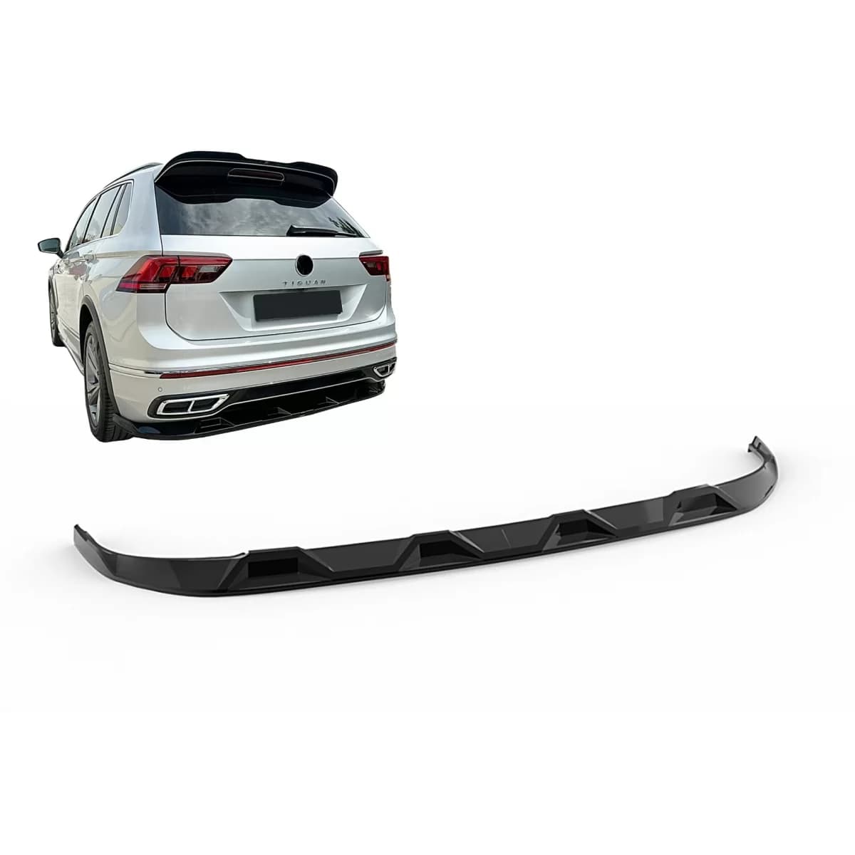 Rear Bumper Spoiler Lip suitable for VW Tiguan II Mk2 R/ R Line Facelift (2020-2024) Black