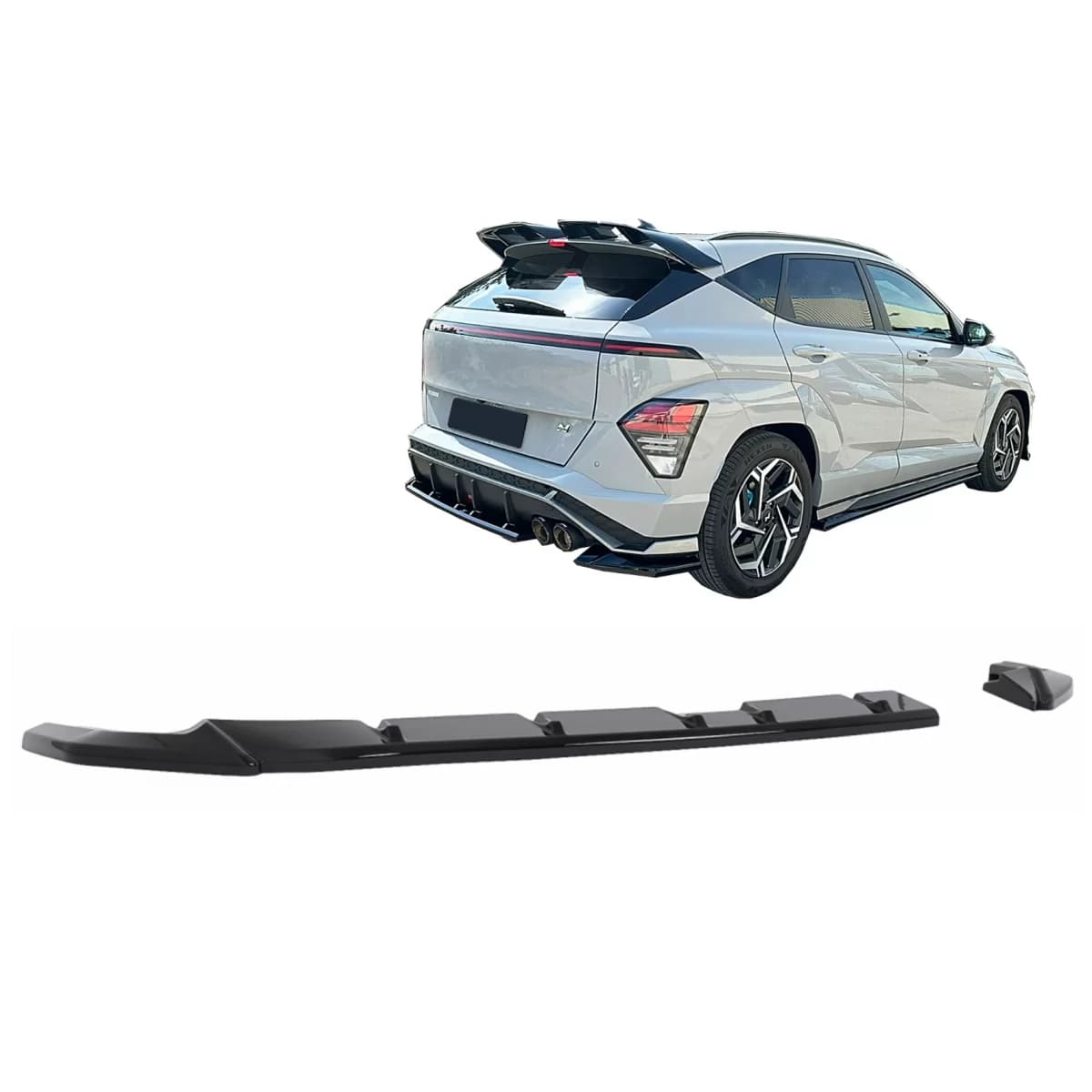 Rear Bumper Extension Splitter suitable for Hyundai KONA N-Line Mk2 (2023-) Black