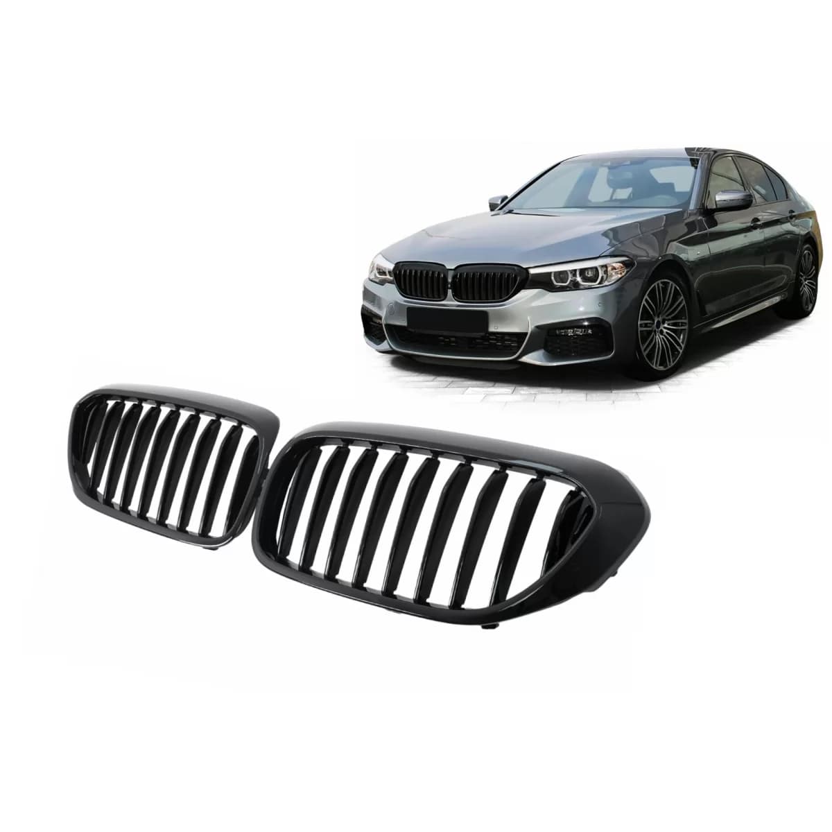 Central Kidney Grilles suitable for BMW 5 Series G30 G31 Sedan Touring (2017-2020) Piano Black