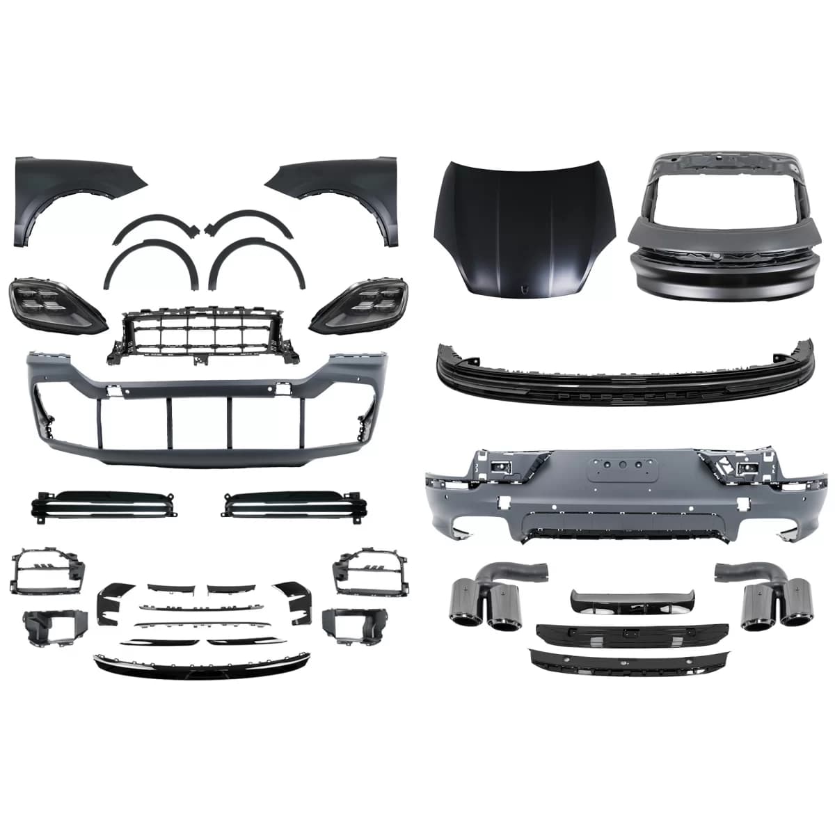 Complete Body Kit suitable for Porsche Cayenne SUV 9Y0 (2018-2023) Conversion to 2024 Design