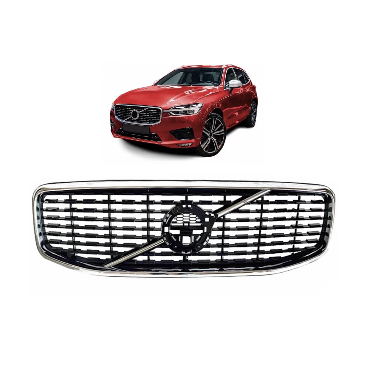 Central Grille suitable for Volvo XC60 II (2017-2021) Glossy Black