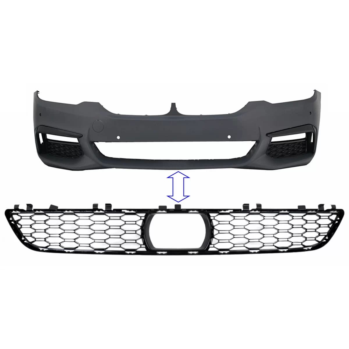 Middle Lower Grille suitable for BMW 5 Series G30 G31 Limousine Touring (2017-2019) M-Tech Design Bumper