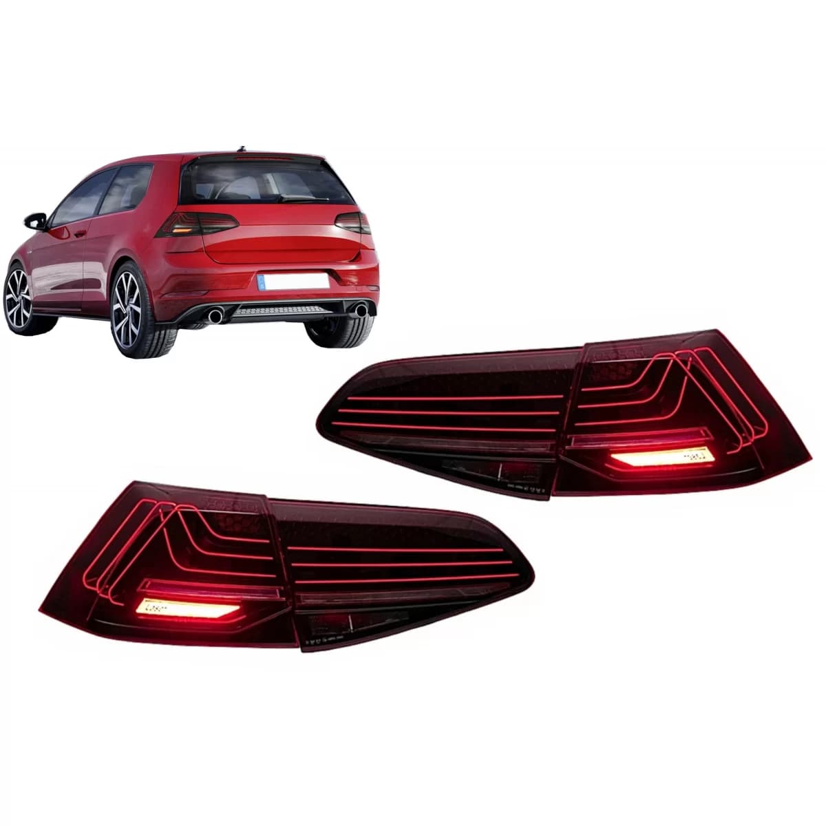Full LED Taillights suitable for VW Golf 7 & 7.5 Hatchback (2012-2019) for Halogen Laser Look
