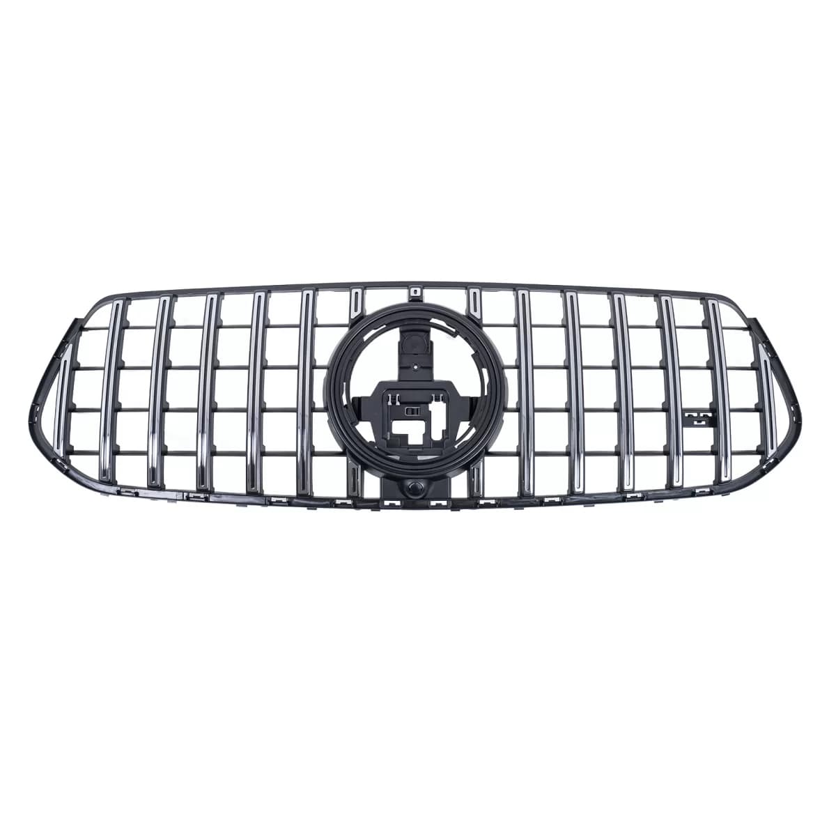 Front Central Grille suitable for Mercedes GLE SUV W167 V167 GLE Coupe C167 Sport Package (2019-06.2023) GTR Panamericana Design Glossy Black and Chrome