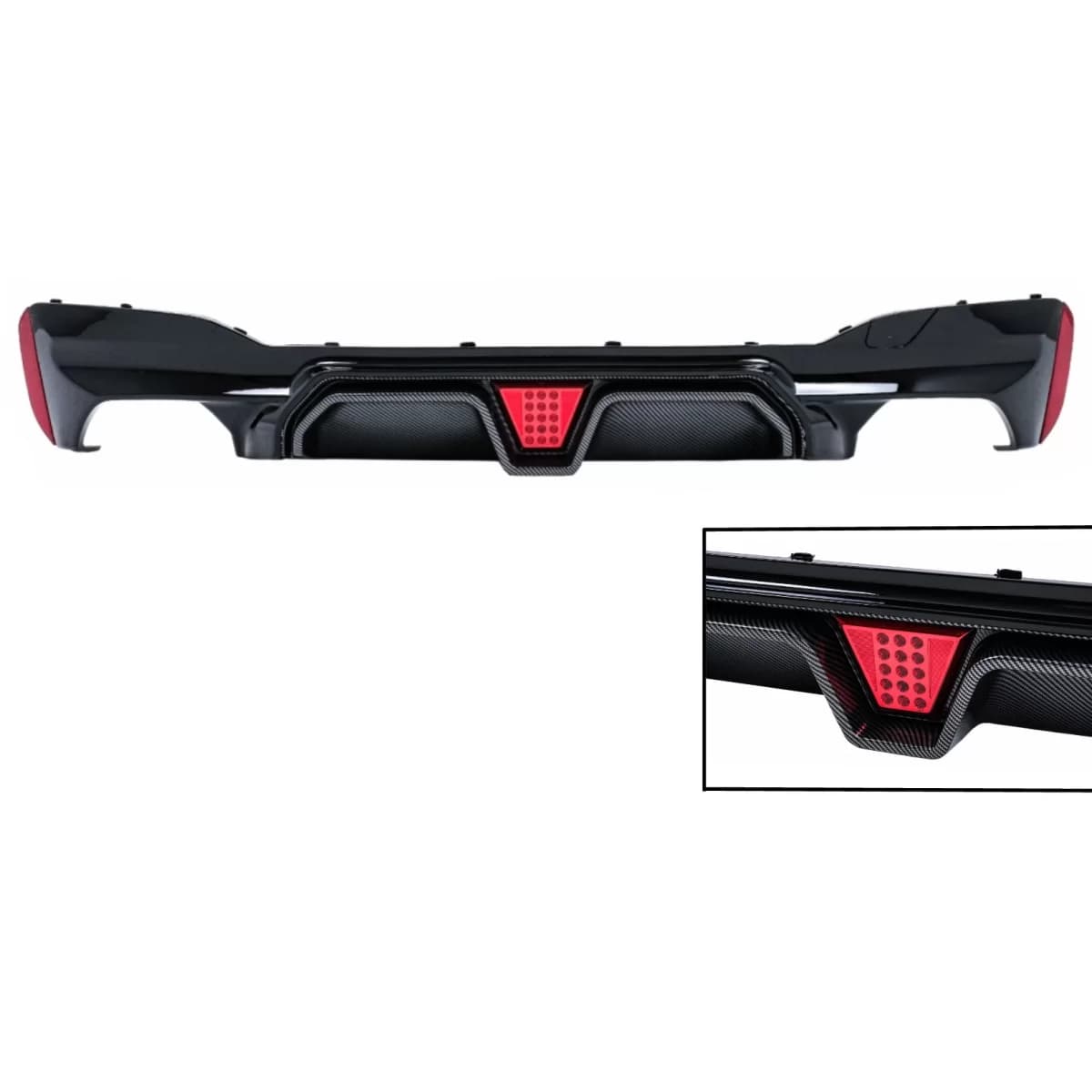 Rear Bumper Diffuser with LED suitable for BMW 5 Series G30 G31 Limousine Touring (2017-2024) M5 Design
