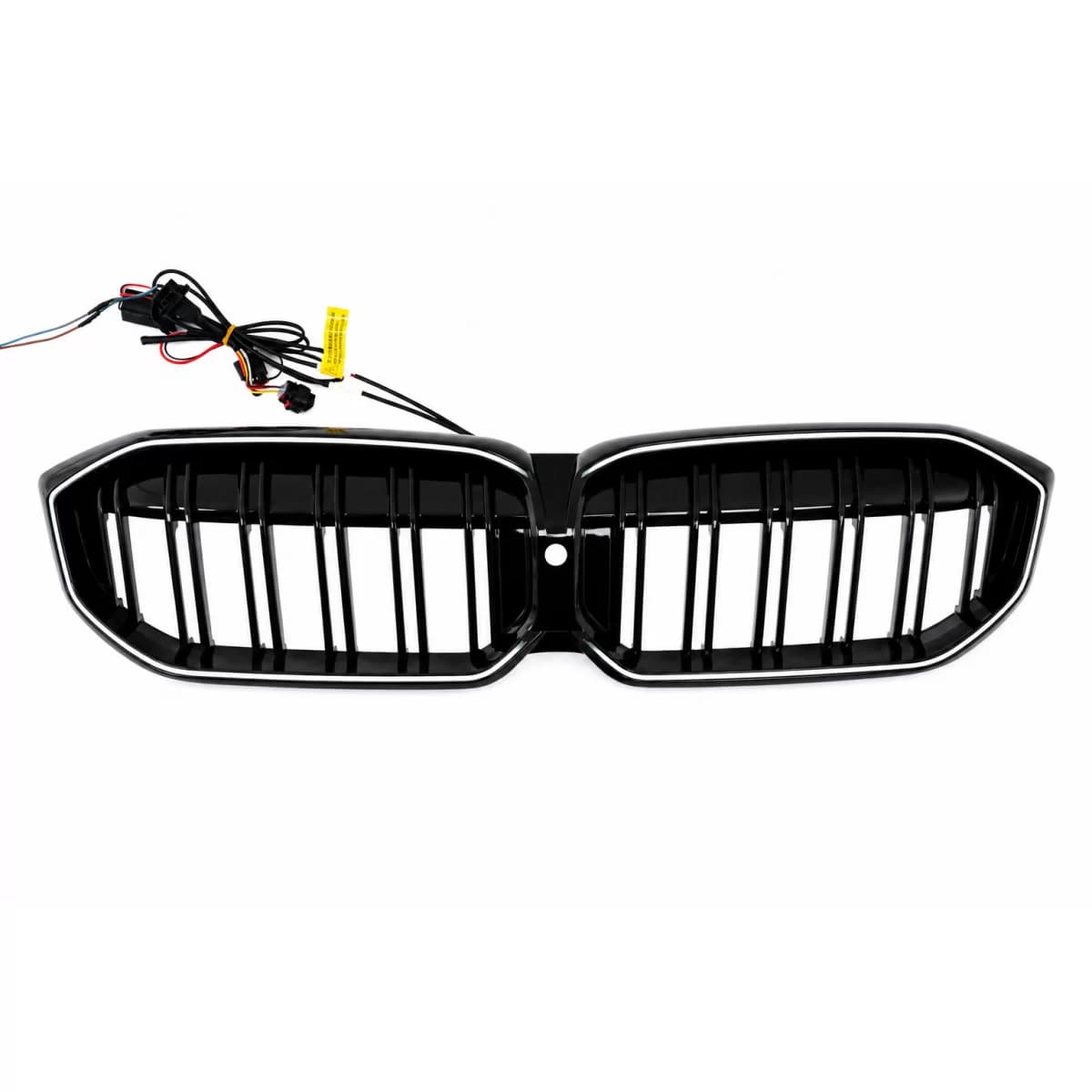 Central Kidney Grilles with LED suitable for BMW I3 G28 (2022-2024) Double Stripe Piano Black
