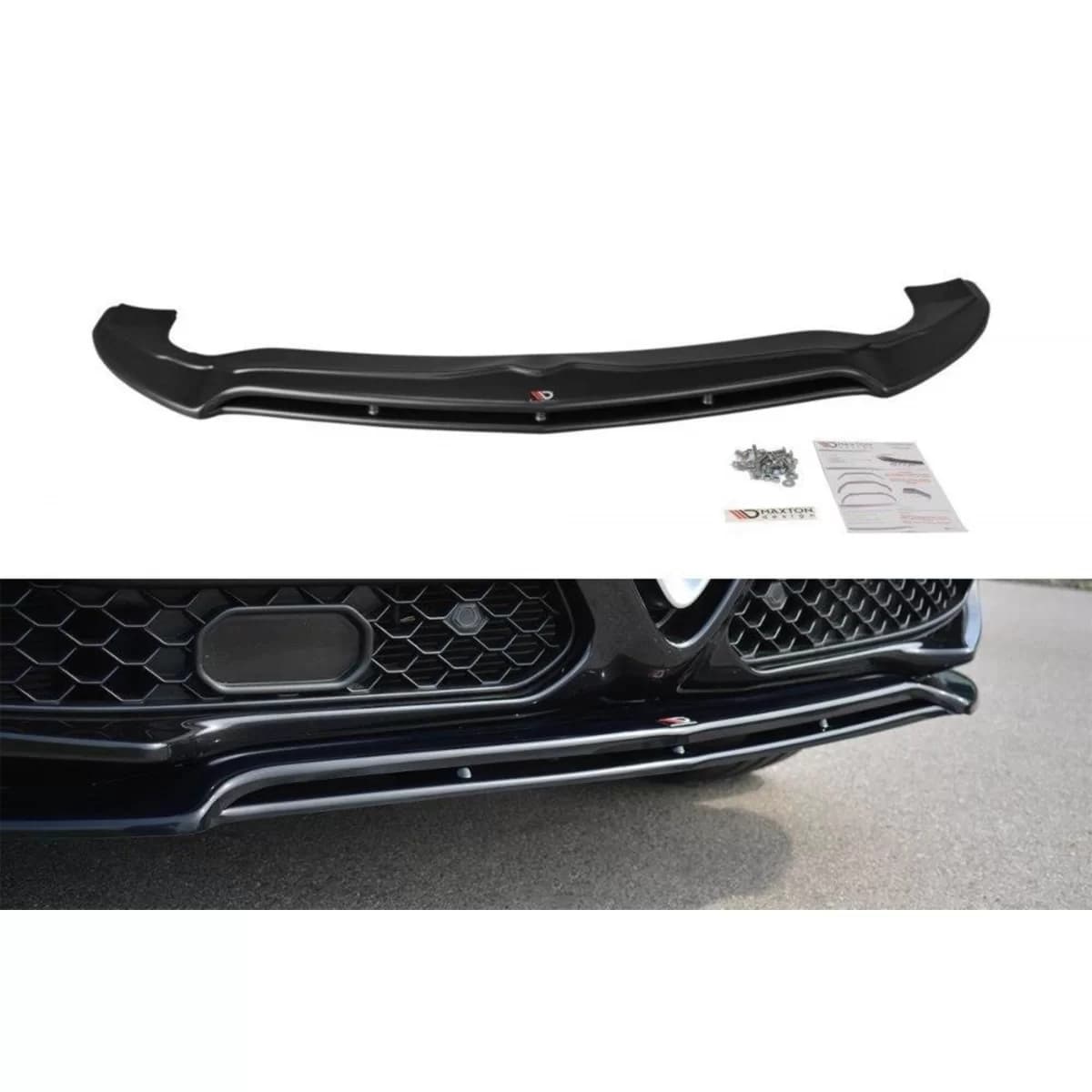 Maxton Design version 2 spoiler suitable for front bumper of Alfa Romeo Stelvio 2016-2020, black lacquer