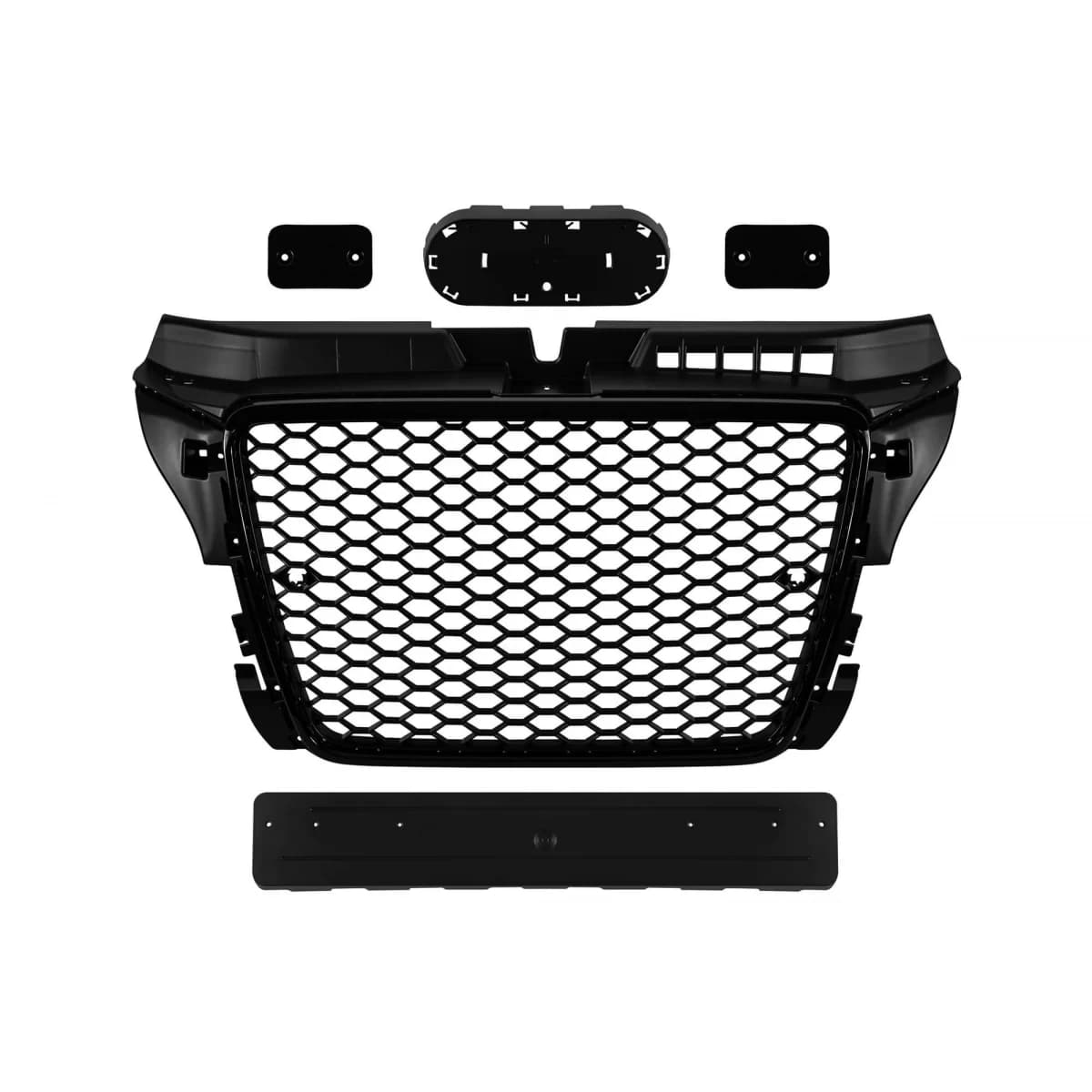 Black lacquer RS type grille suitable for Audi A3 hatchback, Sportback, convertible 2009-2012 with parking sensor openings