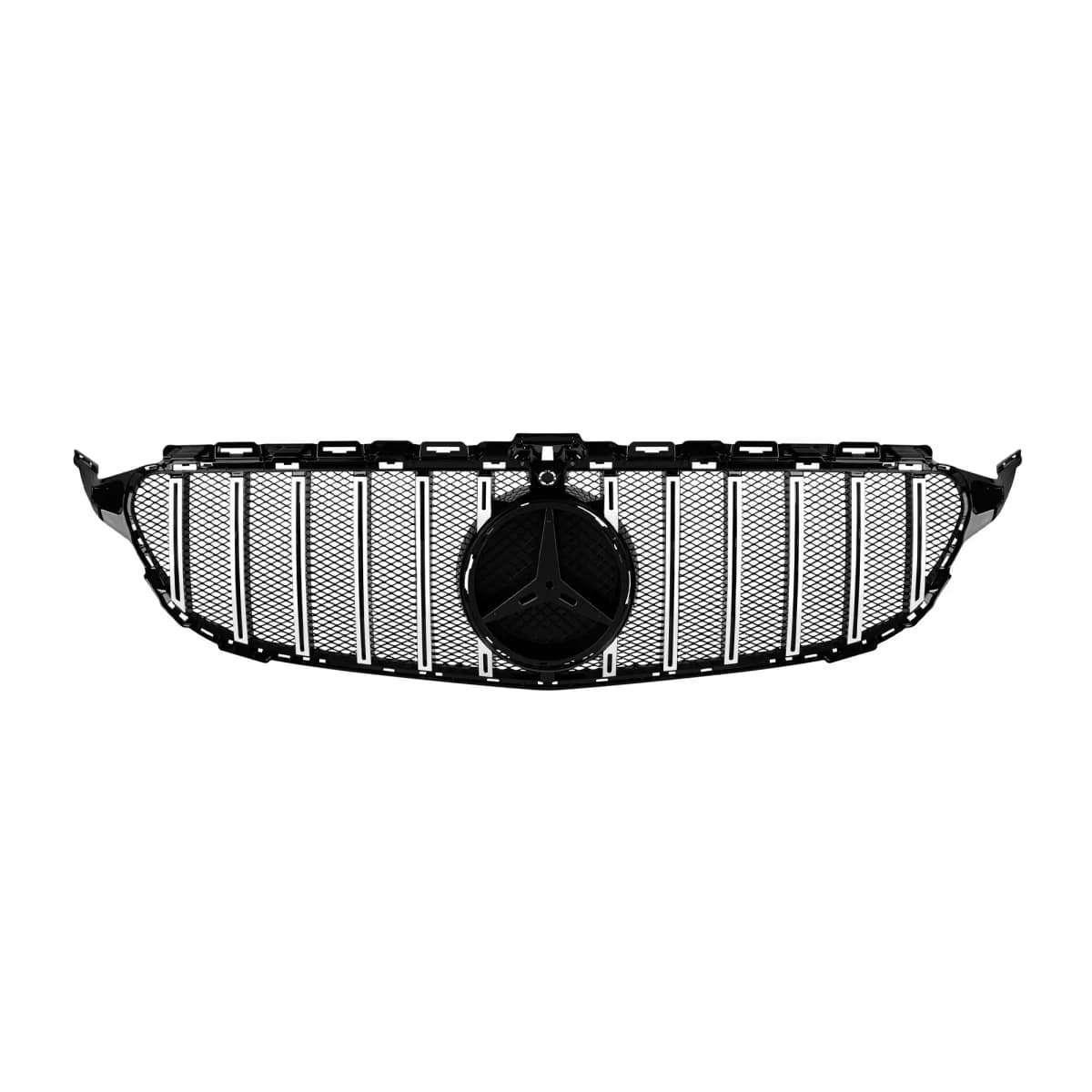 Chrome/black GT style grille suitable for Mercedes C-Class W205 sedan, S205 wagon, C205 coupe 2014-2018 with camera opening