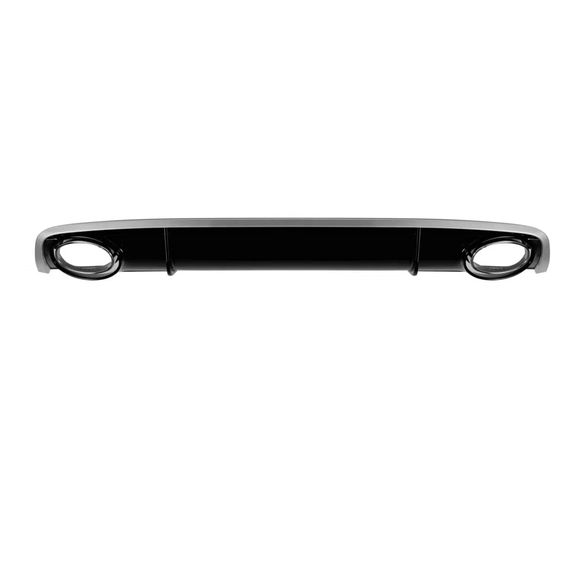RS4 style diffuser with chrome exhaust tips suitable for Audi A4 sedan, avant 2012-2015 standard rear bumper, gloss black with gloss grey line
