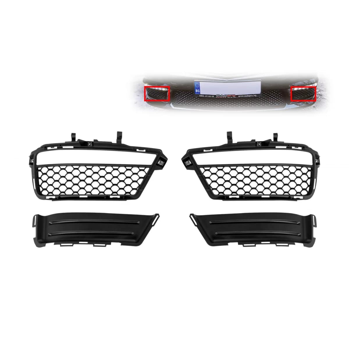 Daytime running light grille set suitable for front A Design bumper on Mercedes S-Class W221 2006-2013, left and right