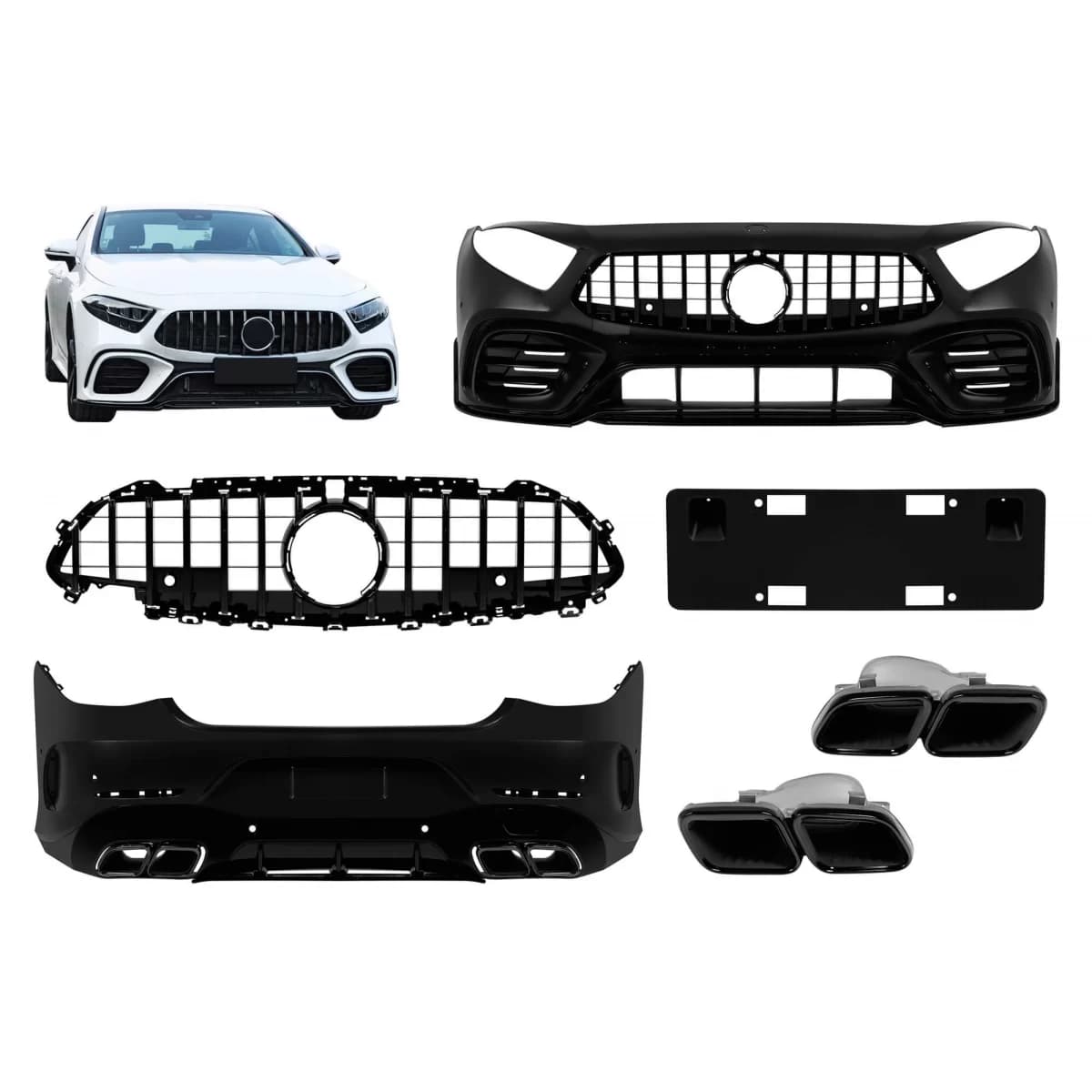 Tuning package type 63 suitable for Mercedes CLS C257 2019-2021 with black lacquer elements