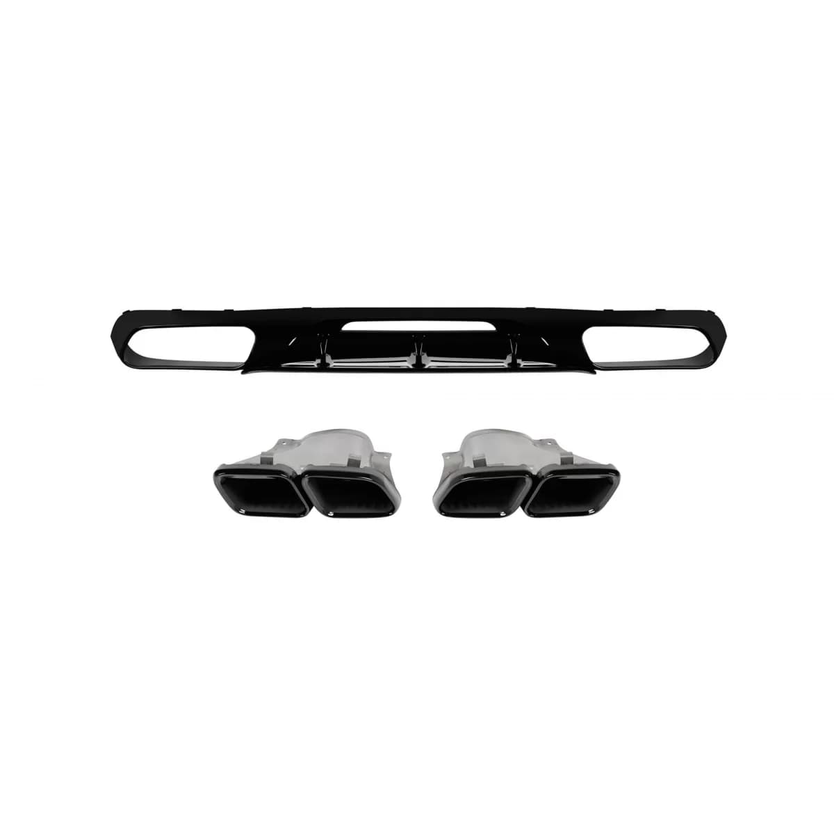 CLS63 GT type diffuser with black tips suitable for rear A Design bumper on Mercedes CLS C218 2011-2018 -oo--oo-, black lacquer