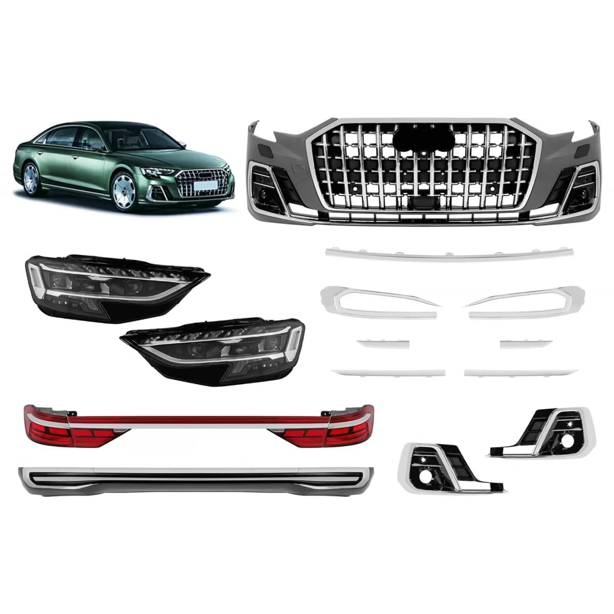 Tuning Package suitable for Audi A8 D5 2017–2022 conversion to D5PA Horch after 2023 with chrome elements