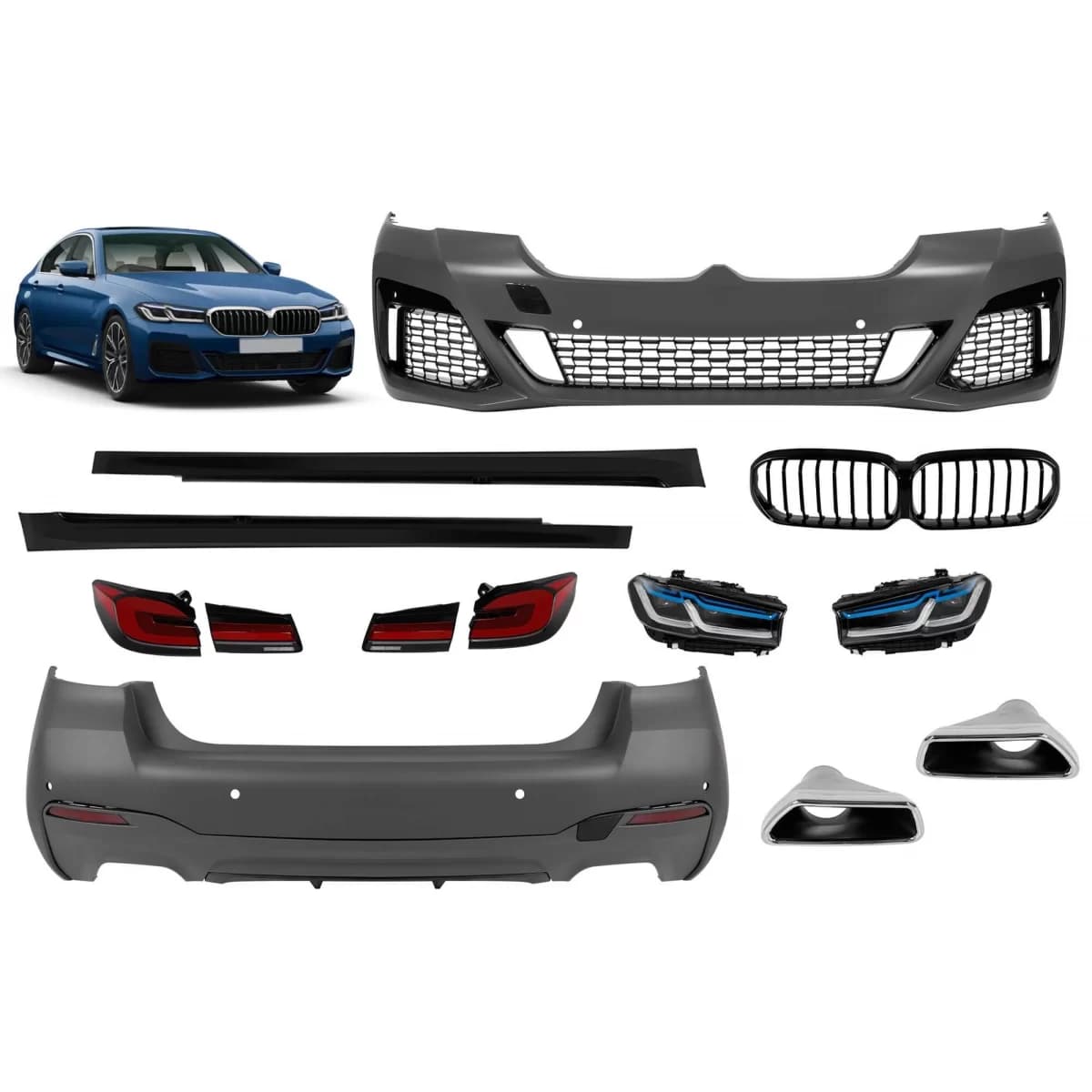 M Tech–style tuning package suitable for BMW 5 Series G30 sedan 2017–2020 conversion to G30 LCI after 2021