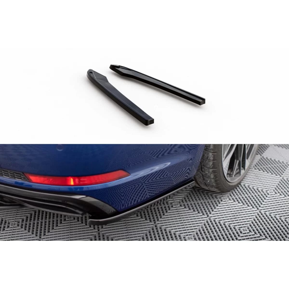 Maxton Design side extensions suitable for rear bumper of Audi A4 B9 after 2019, black lacquer