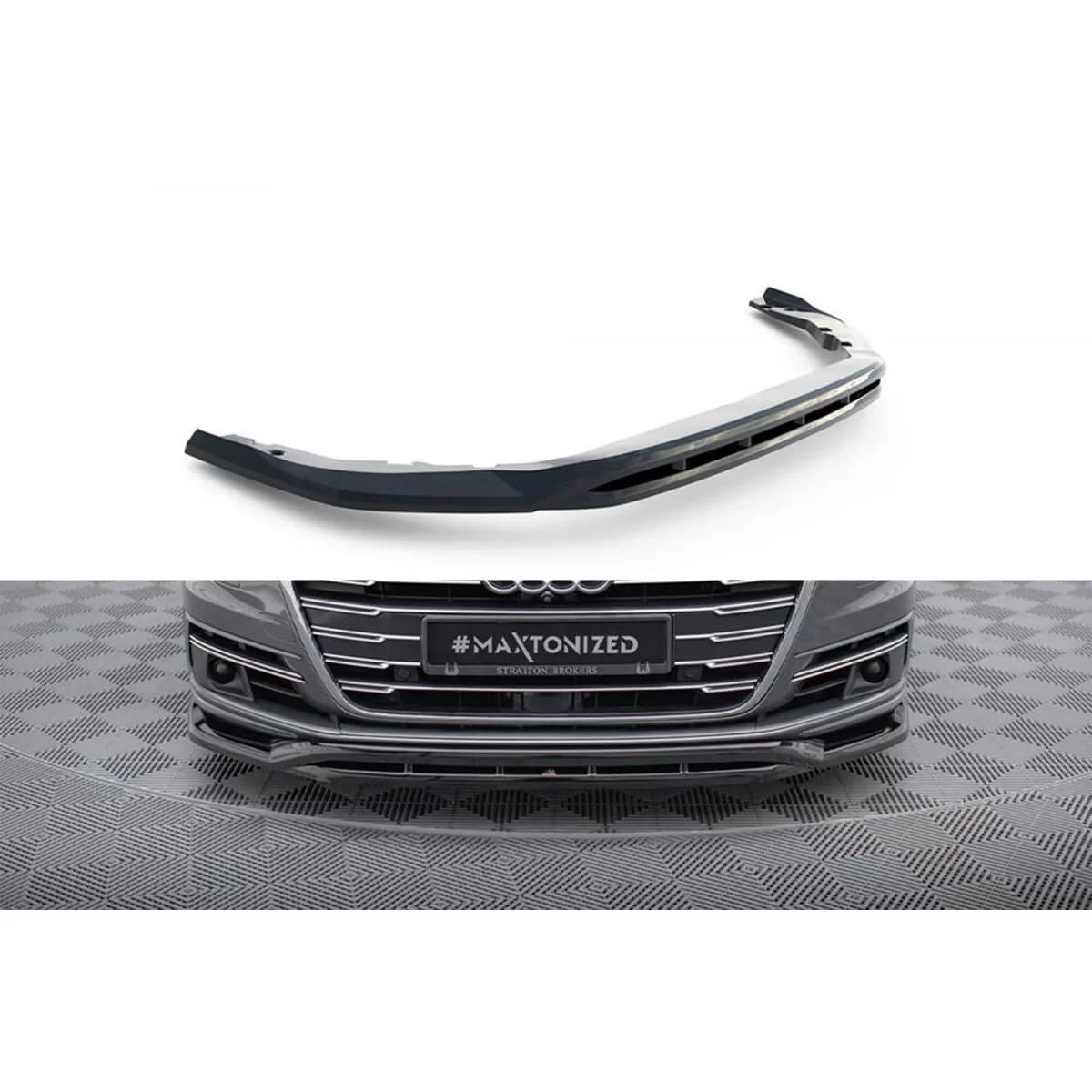 Maxton Design spoiler suitable for front bumper of Audi A8 D5 2017-2021, black lacquer