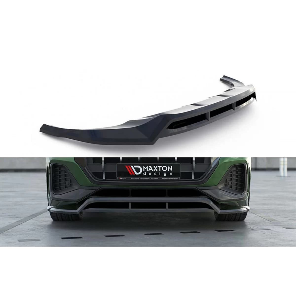 Maxton Design spoiler suitable for front bumper of Audi Q8 after 2023, black lacquer