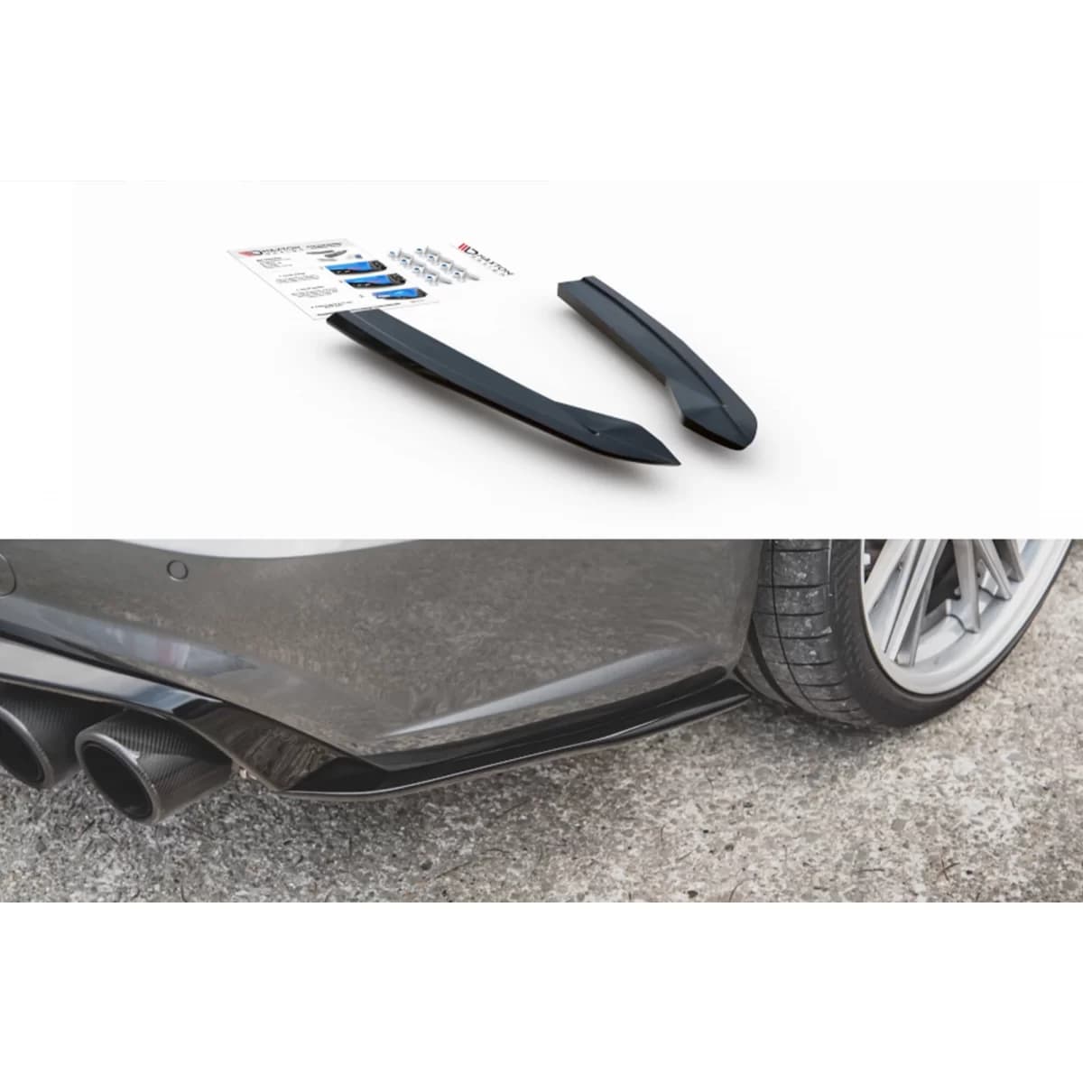 Maxton Design side add-ons made of fiberglass suitable for rear S6, S-Line bumper on Audi A6 C7 sedan, Avant 2014-2017, unpainted