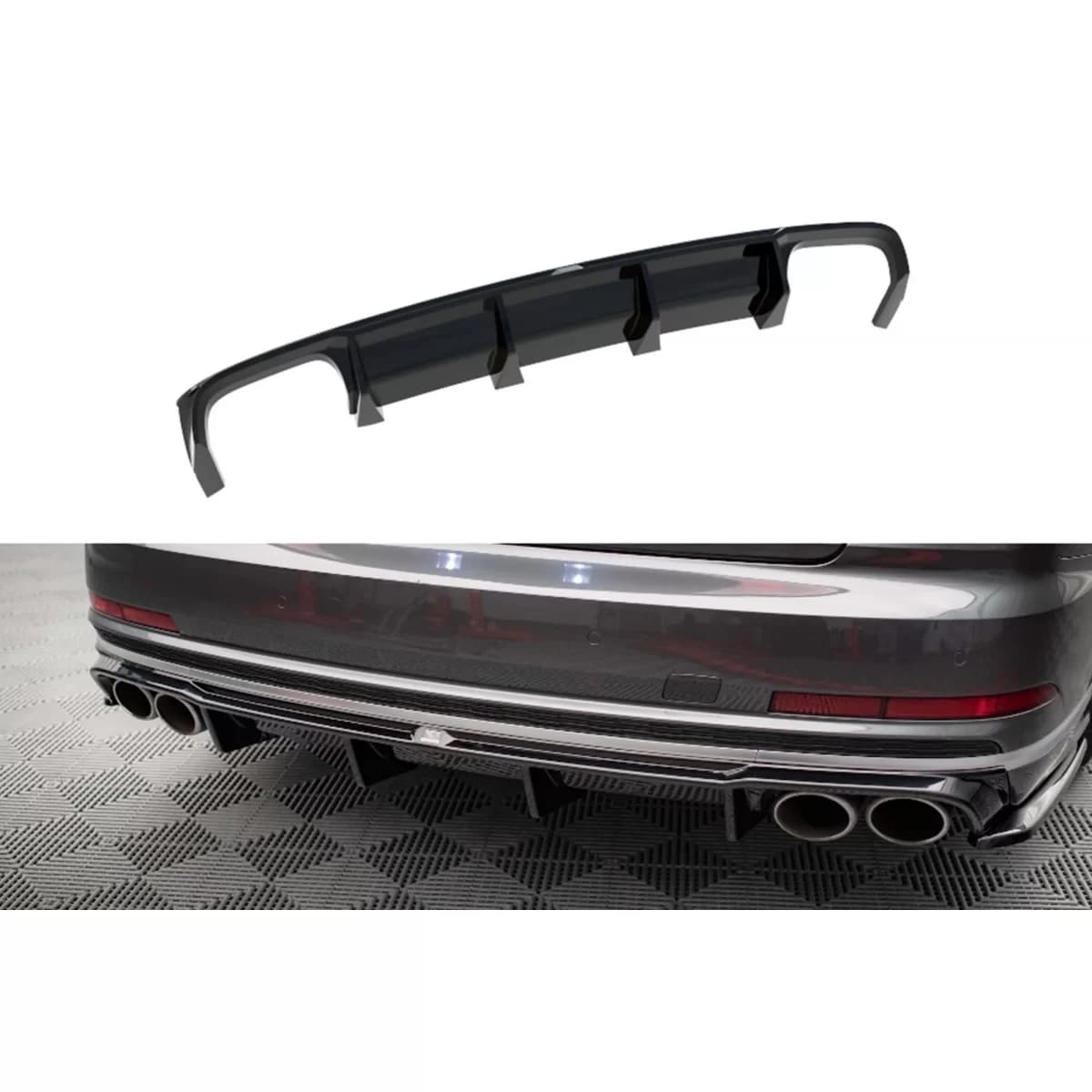 Maxton Design diffuser suitable for rear bumper of Audi S8 D5 2019-2021, black lacquer