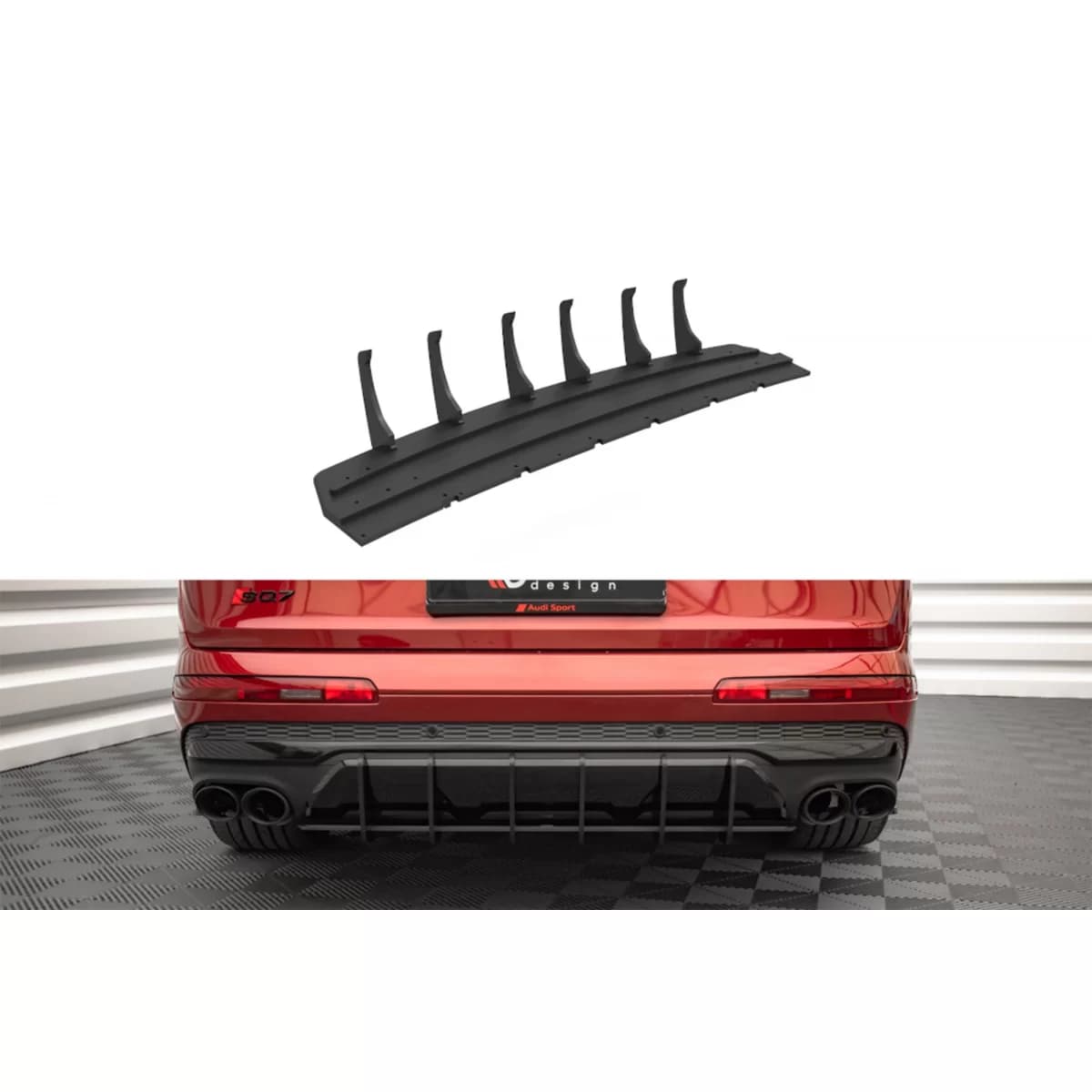 Maxton Design Street Pro type add-on suitable for diffuser for Audi Q7 S-Line, SQ7 after 2019, matte black