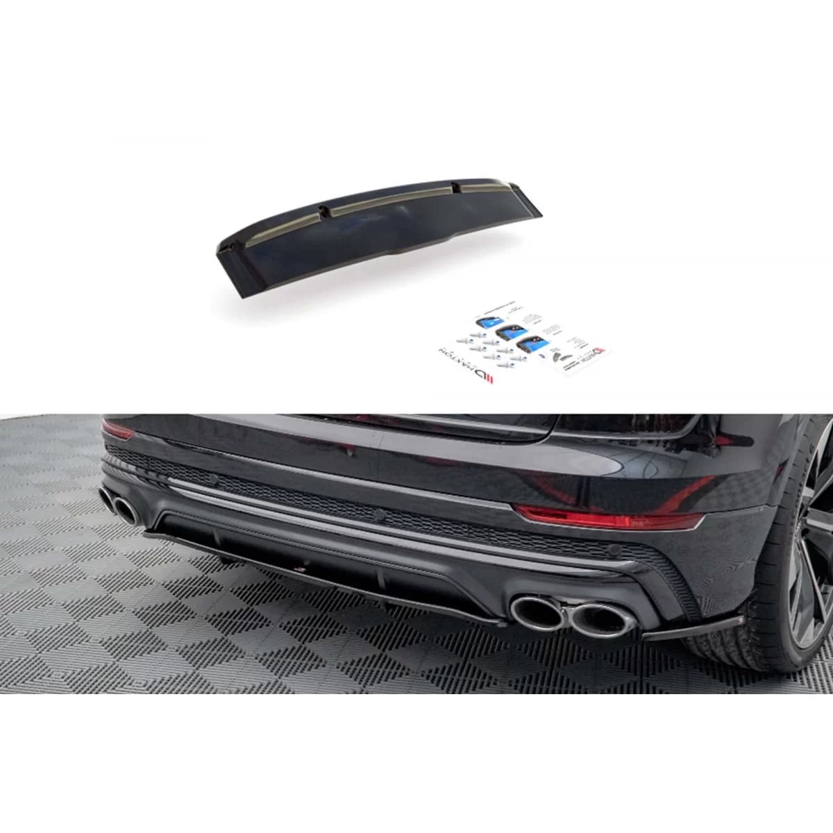 Maxton Design add-on for diffuser suitable for Audi SQ8 after 2019, black lacquer