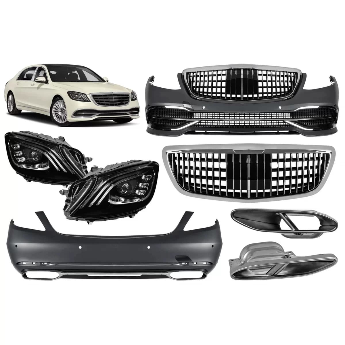 Maybach package suitable for Mercedes S-Class W222 2013-2020 with LED headlights LHD