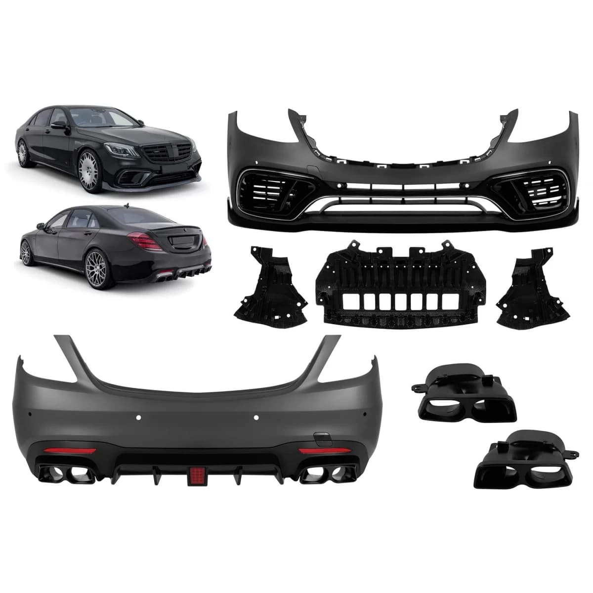 Tuning package type B design suitable for Mercedes S-Class W222 2017-2020, without side skirts