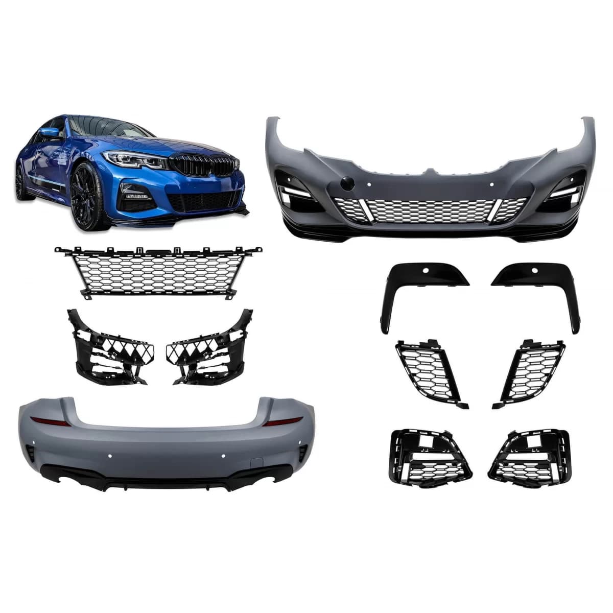 M Performance Design Design package suitable for BMW 3 Series G20 sedan after 2019 with PDC, without ACC, without fog lights, without side skirts -o--o-