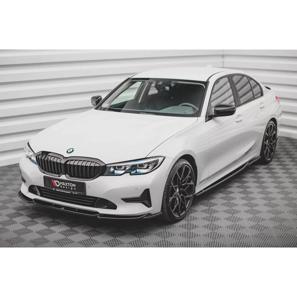 Maxton Design version 2 spoiler suitable for standard front bumper of BMW 3 Series G20 sedan, G21 touring after 2018, black lacquer