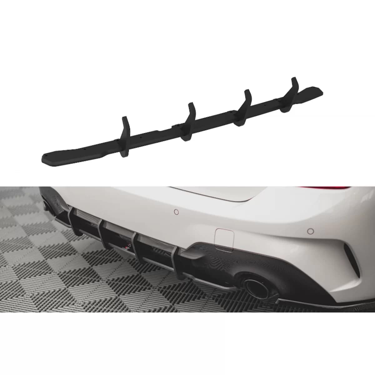 Maxton Design Street Pro type add-on for rear bumper diffuser suitable for BMW 3 Series G20 sedan, G21 touring after 2018, matte black