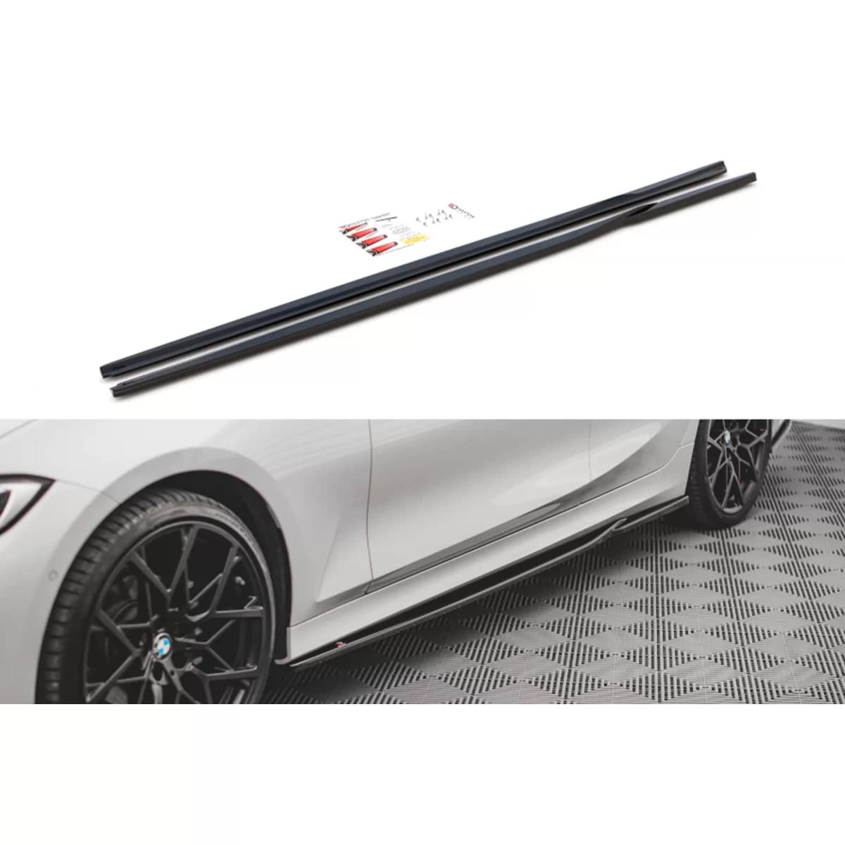 Maxton Design side skirt diffusers suitable for BMW 3 Series G20 Sedan, G21 Touring 2018-2022, gloss black
