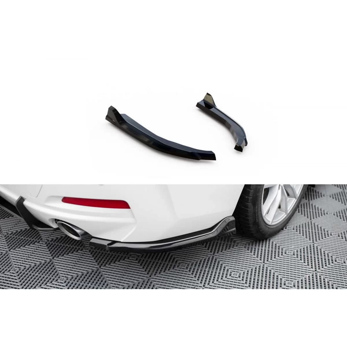 Maxton Design side extensions suitable for rear bumper of BMW 3 Series G20 sedan, G21 touring after 2022, black lacquer