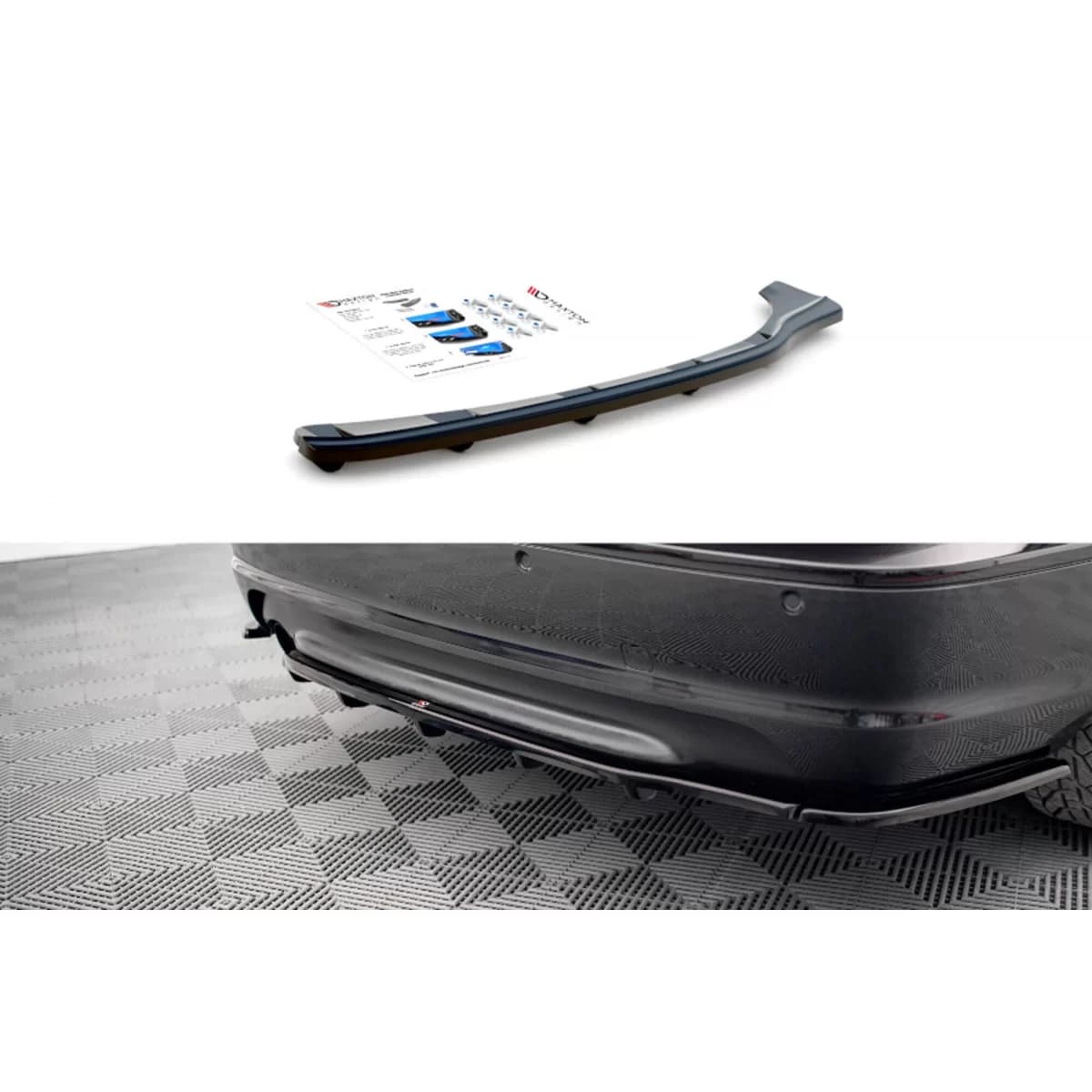 Maxton Design additive for diffuser with vertical fins, suitable for rear M Technik bumper on BMW 3 Series E46 Coupe 1999-2003, black lacquer