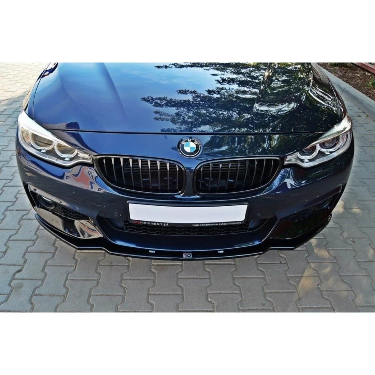 Maxton Design version 1 spoiler suitable for front M Technik bumper on BMW 4 Series F32 after 2013, black lacquer