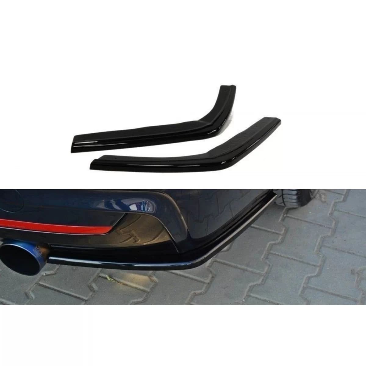 Maxton Design side extensions suitable for rear M Technik bumper on BMW Series 4 F32 after 2013, black lacquer