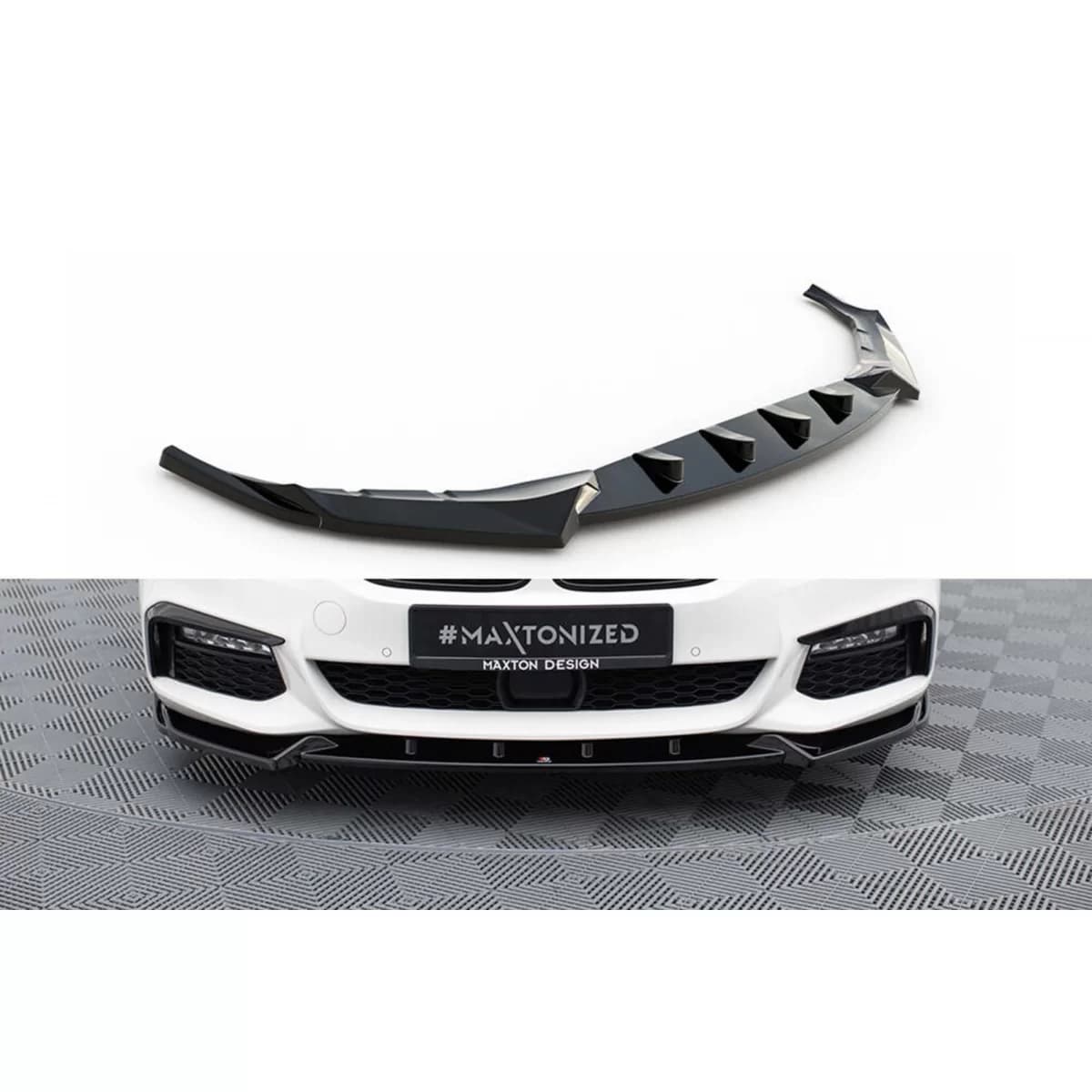 Maxton Design version 4 spoiler suitable for front M bumper of BMW 5 Series G30 sedan, G31 touring 2017-2020, black lacquer