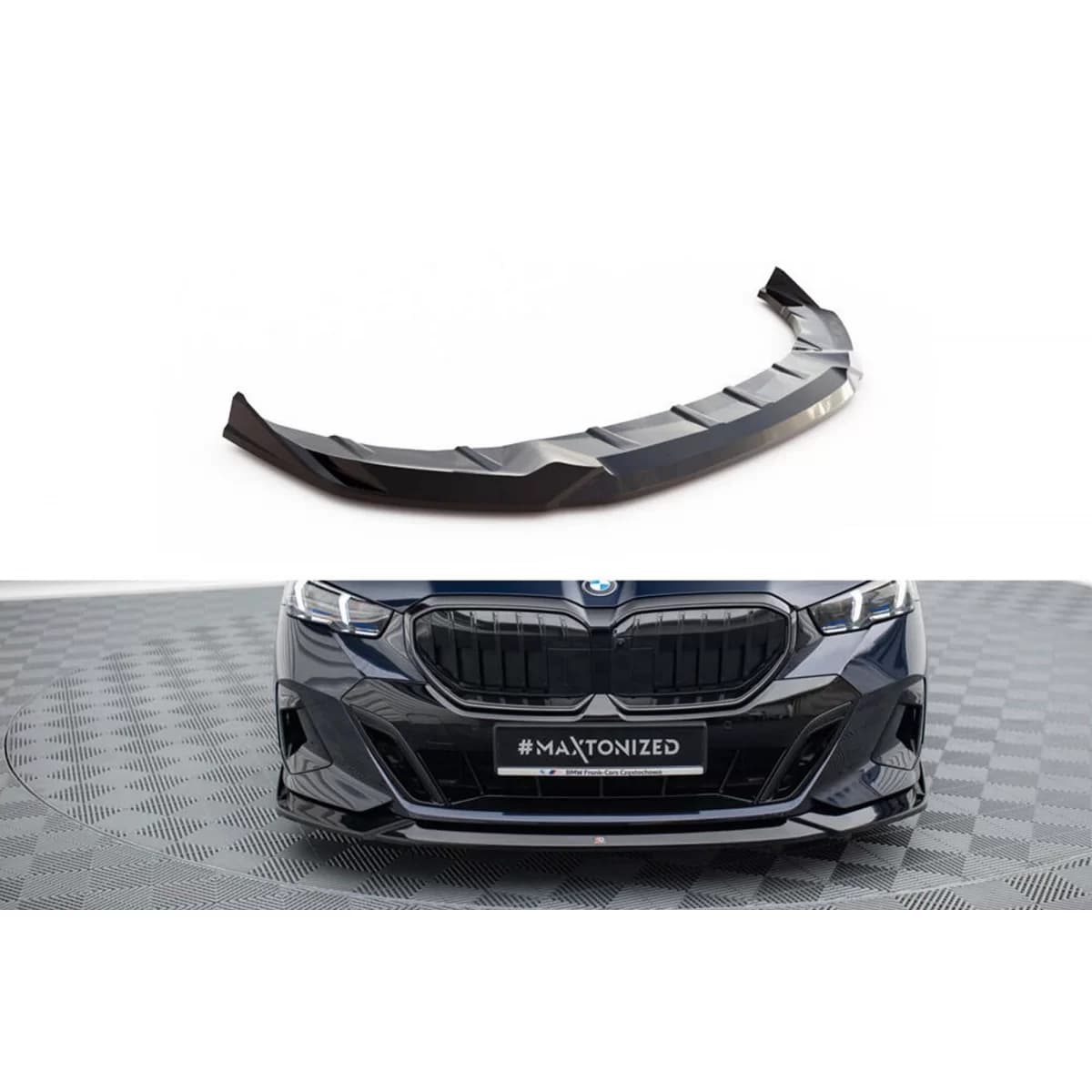 Maxton Design version 2 spoiler suitable for front M bumper of BMW 5 Series G60 after 2023, black lacquer