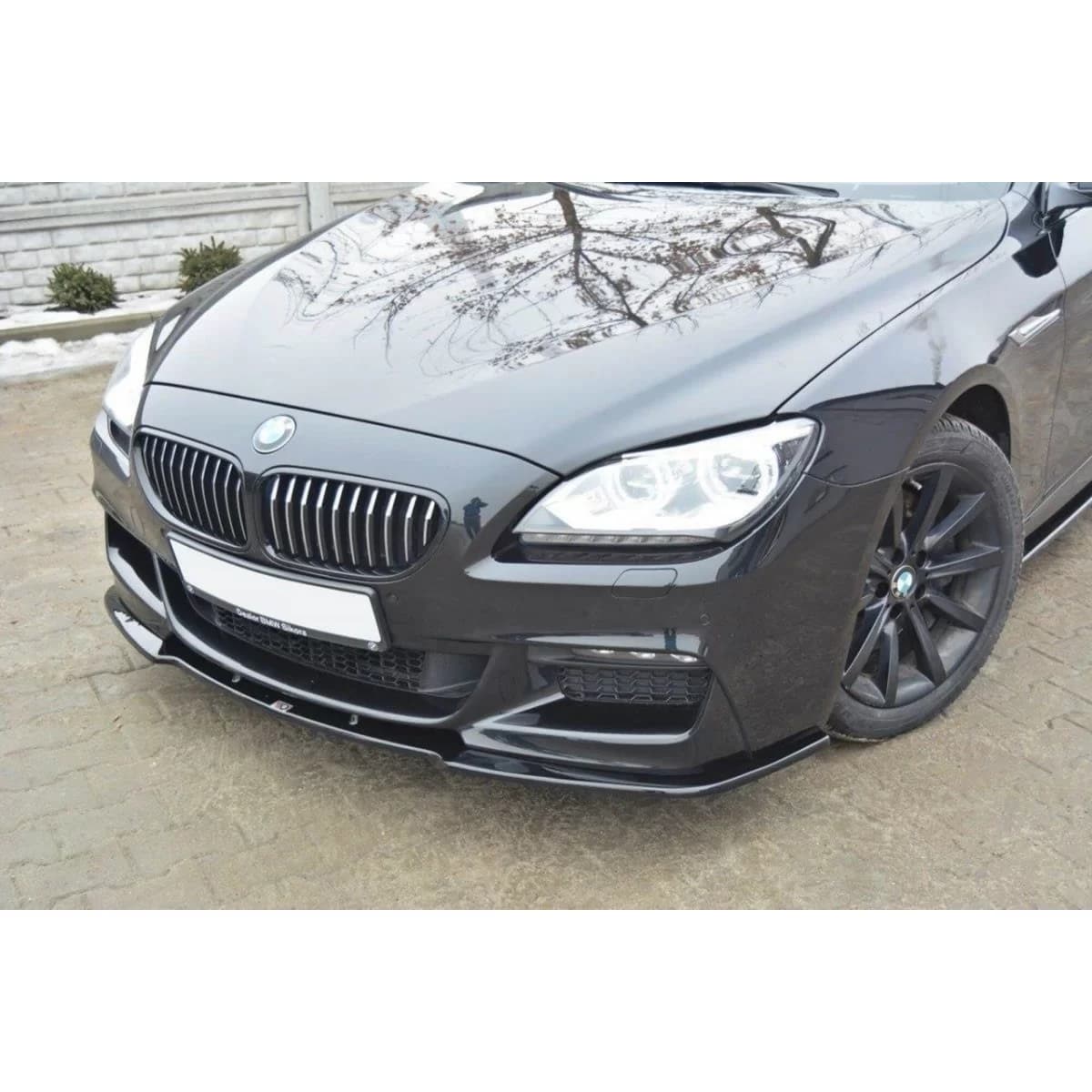 Maxton Design spoiler suitable for front M Technik bumper on BMW 6 Series Gran Coupe F06 after 2013, black lacquer