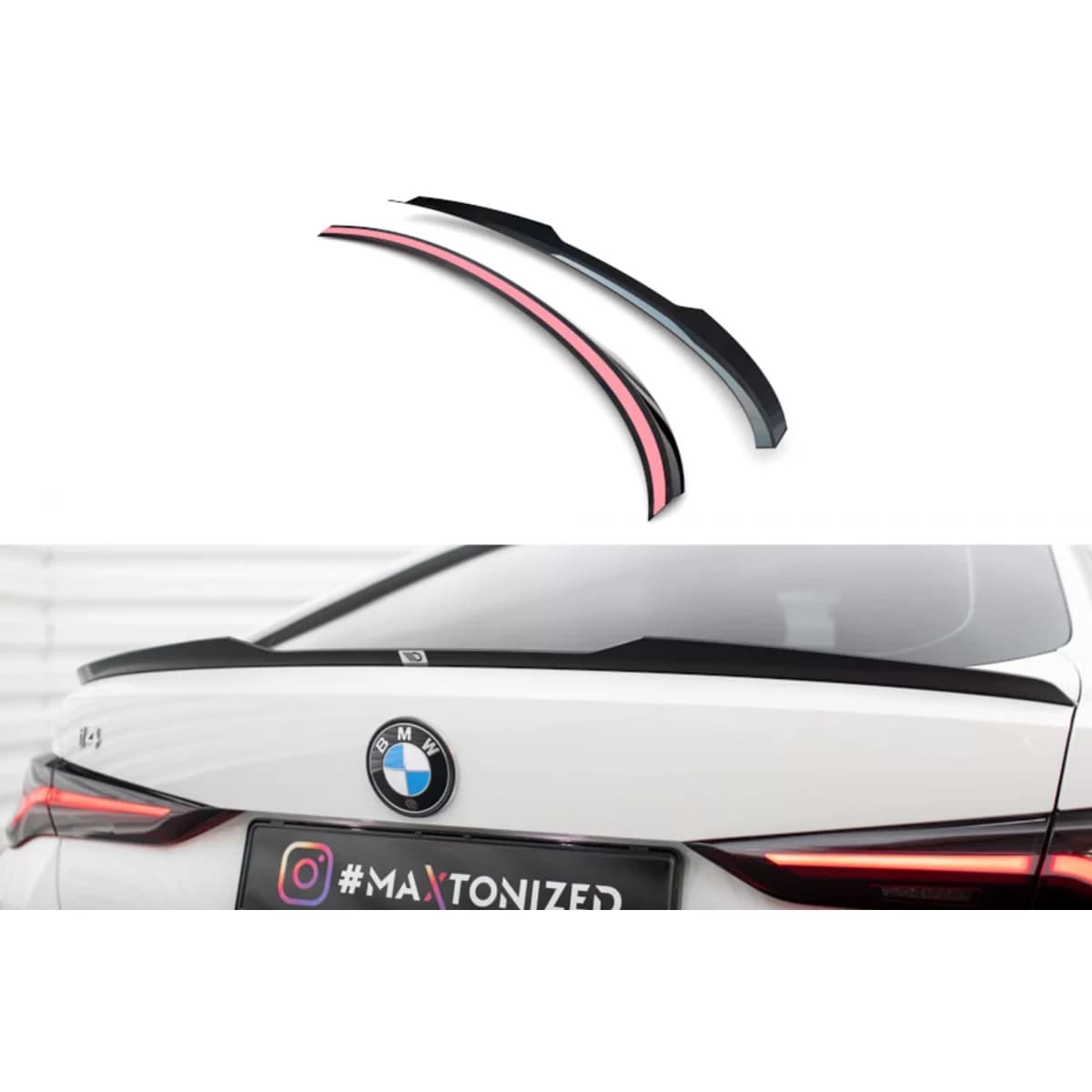 Maxton Design spoiler suitable for BMW i4 G26 trunk with M package after 2021, black lacquer