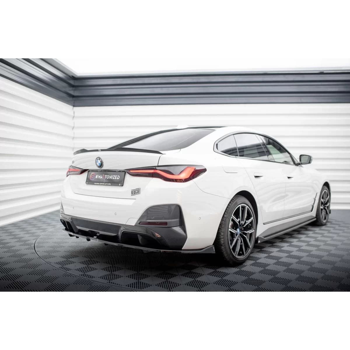 Maxton Design version 2 spoiler suitable for rear bumper of BMW i4 G26 with M package after 2021, black lacquer