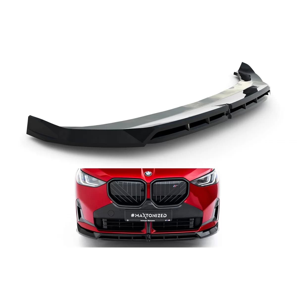 Maxton Design spoiler suitable for front bumper of BMW X3 G45 with M package after 2024, black lacquer