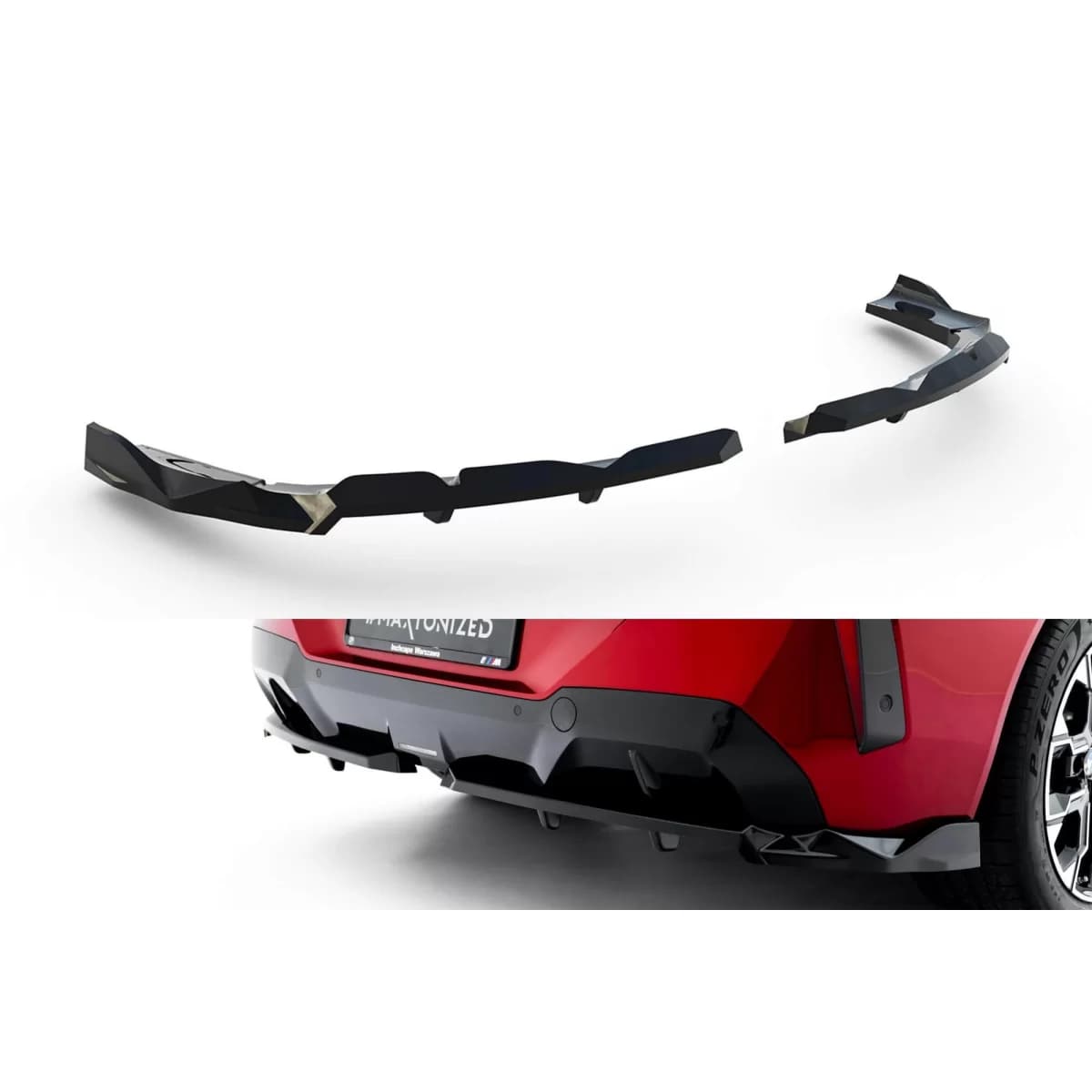 Maxton Design spoiler suitable for rear bumper of BMW X3 G45 with M package after 2024, black lacquer