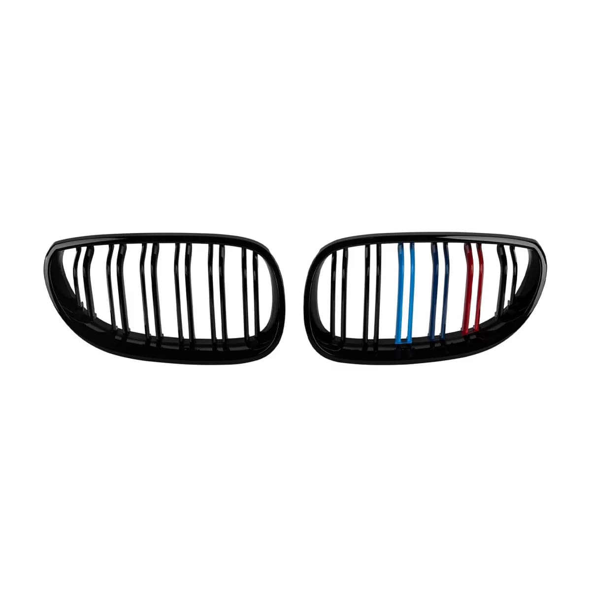 Double slat kidneys in black lacquer with M decoration suitable for BMW 5 Series E60 sedan, E61 touring 2004-2010