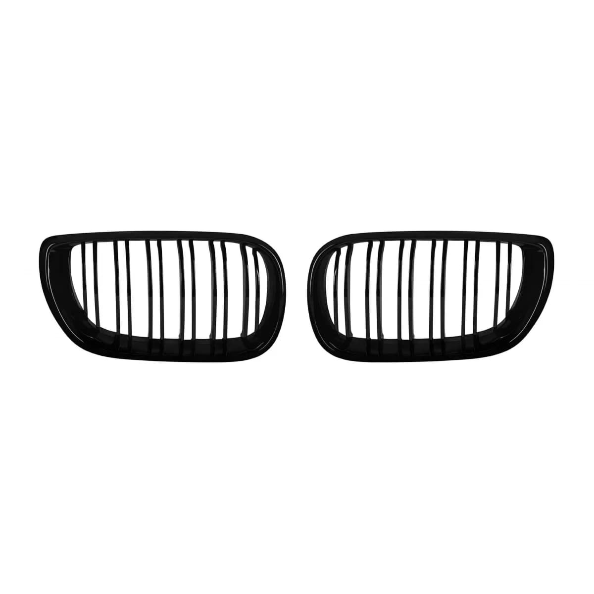 Double slat kidney grilles in black lacquer suitable for BMW 3 Series E46 sedan, touring 2001-2005
