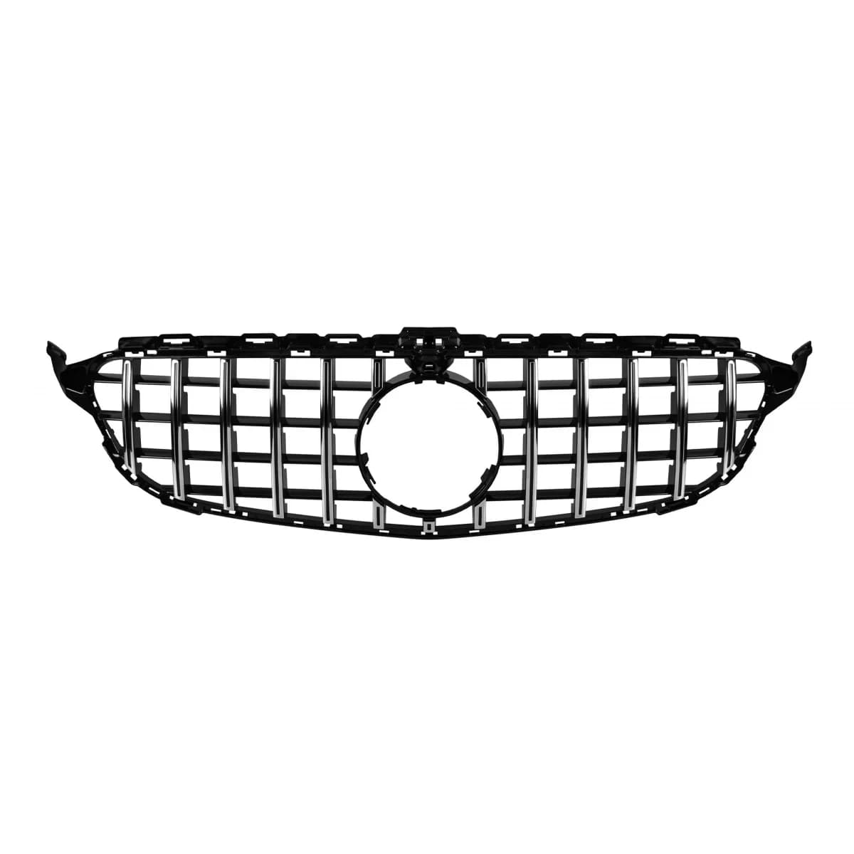 Chrome/black GT-R style grille suitable for Mercedes C-Class W205 sedan, S205 estate, C205 coupe 2014-2018 with camera opening