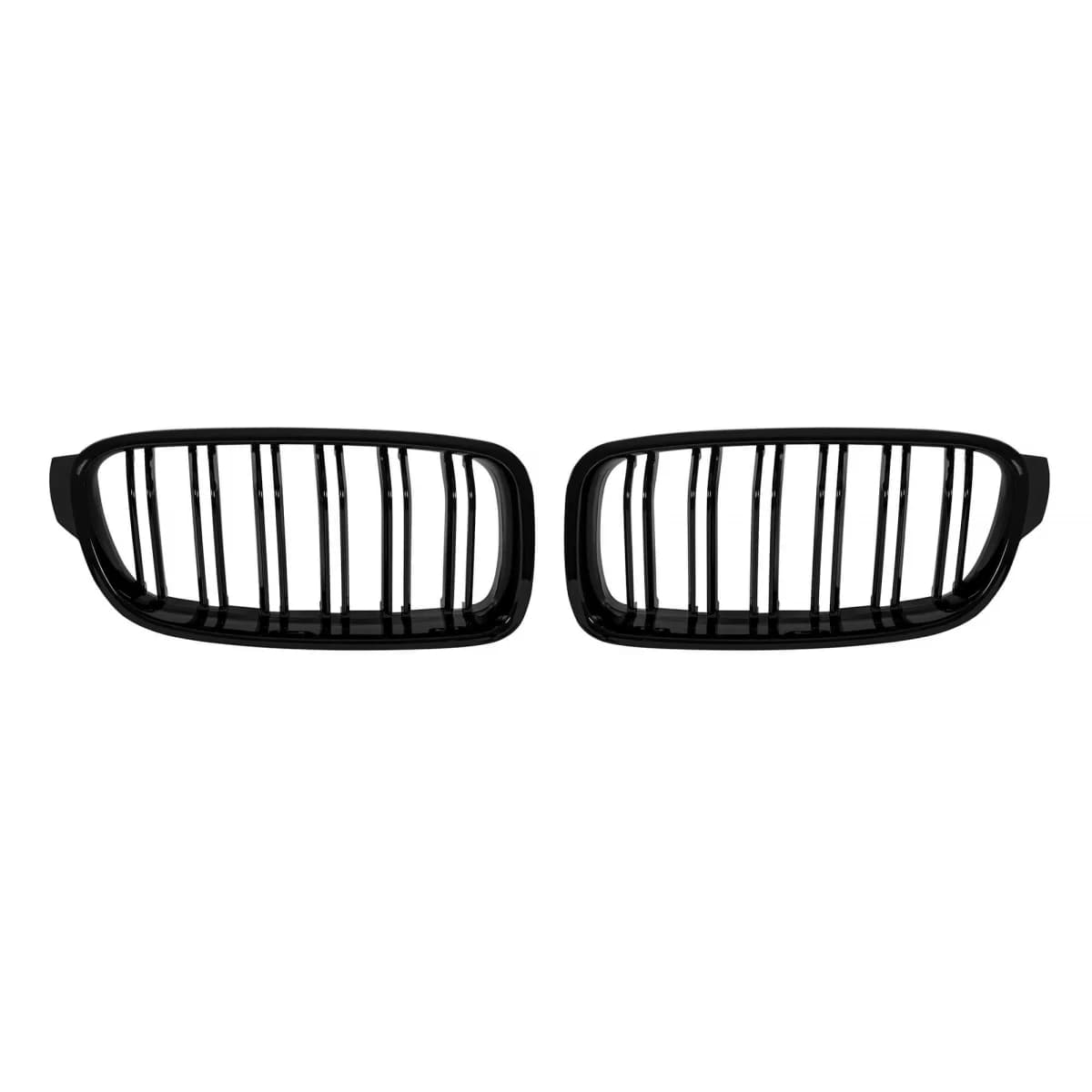 Double slat gloss black kidney grilles suitable for BMW 3 Series F30 Sedan, F31 Touring 2011-2019